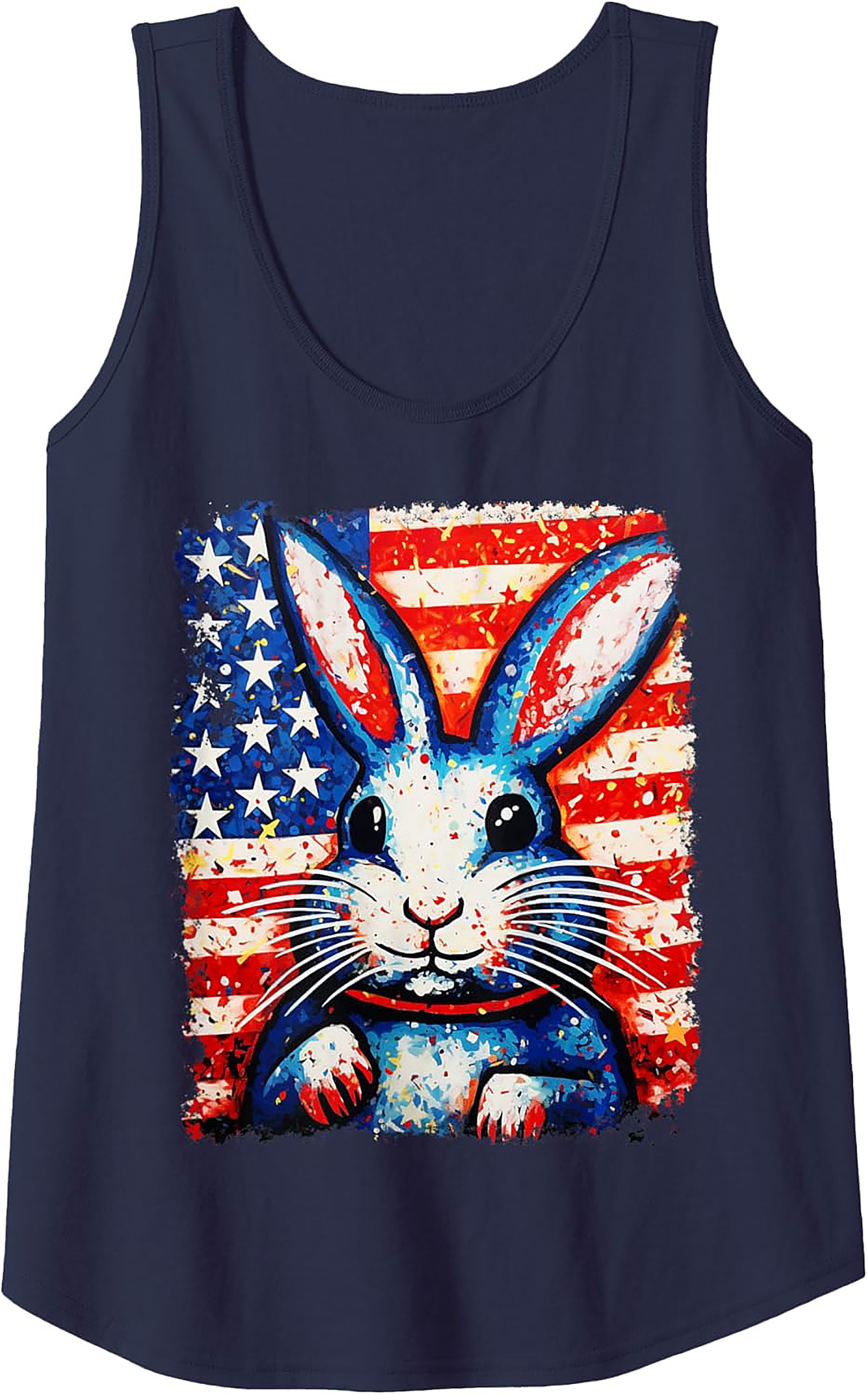 Patriotic Bunny Tank Top | USA Flag Graphic Sleeveless Shirt