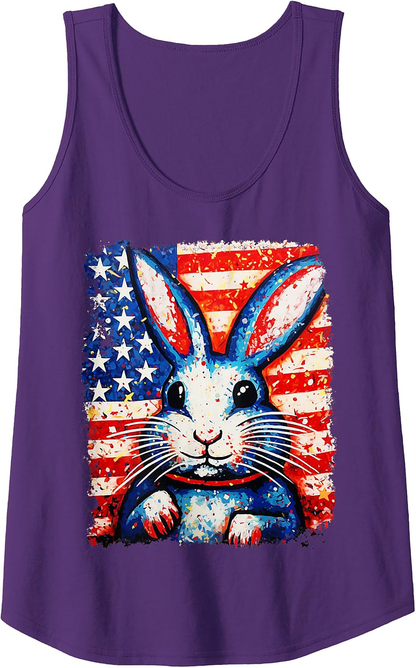 Patriotic Bunny Tank Top | USA Flag Graphic Sleeveless Shirt