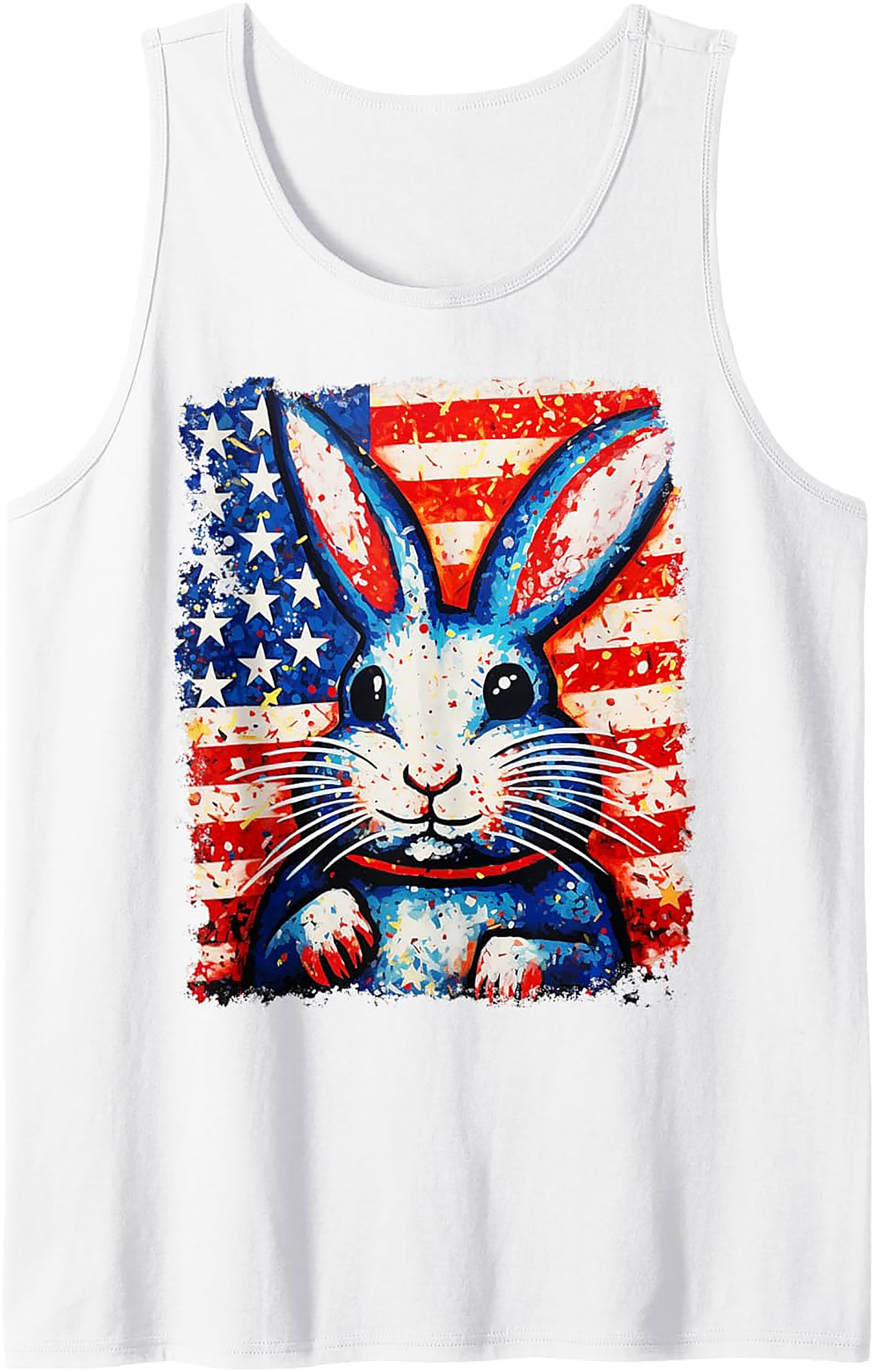 Patriotic Bunny Tank Top | USA Flag Graphic Sleeveless Shirt