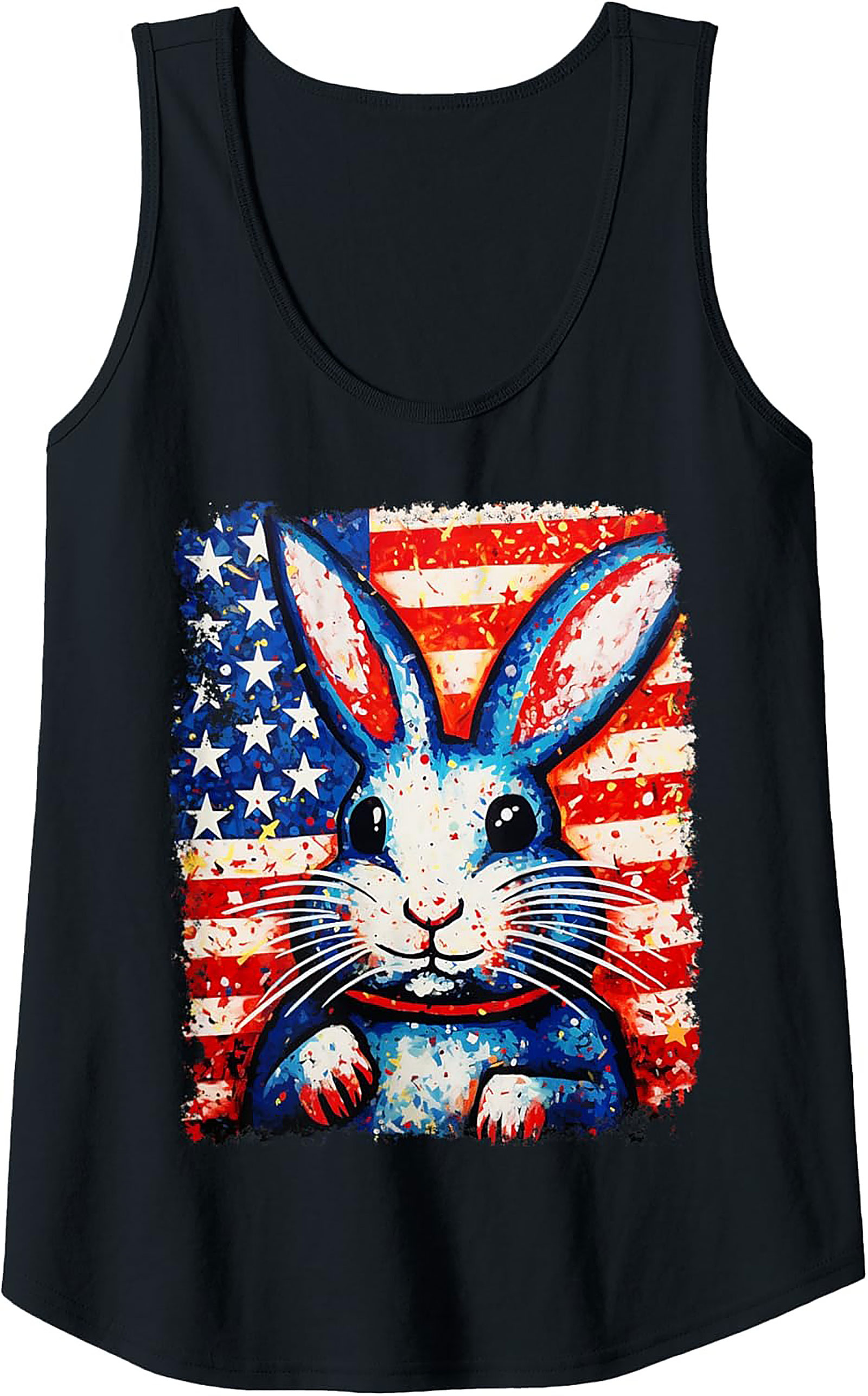 Patriotic Bunny Tank Top | USA Flag Graphic Sleeveless Shirt