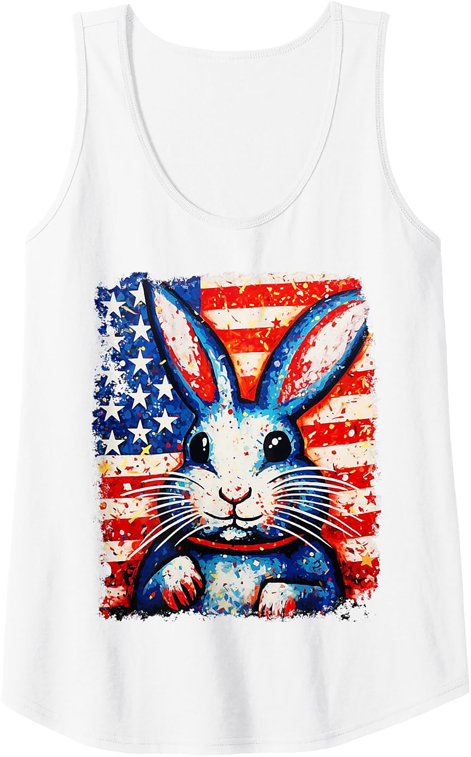 Patriotic Bunny Tank Top | USA Flag Graphic Sleeveless Shirt
