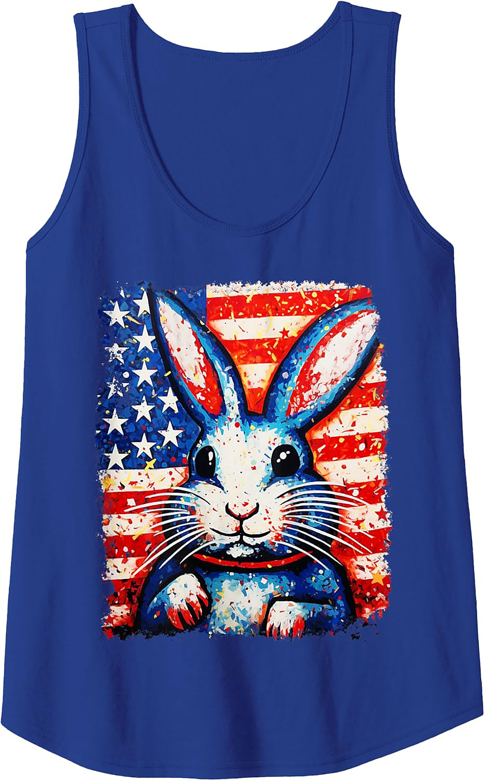 Patriotic Bunny Tank Top | USA Flag Graphic Sleeveless Shirt