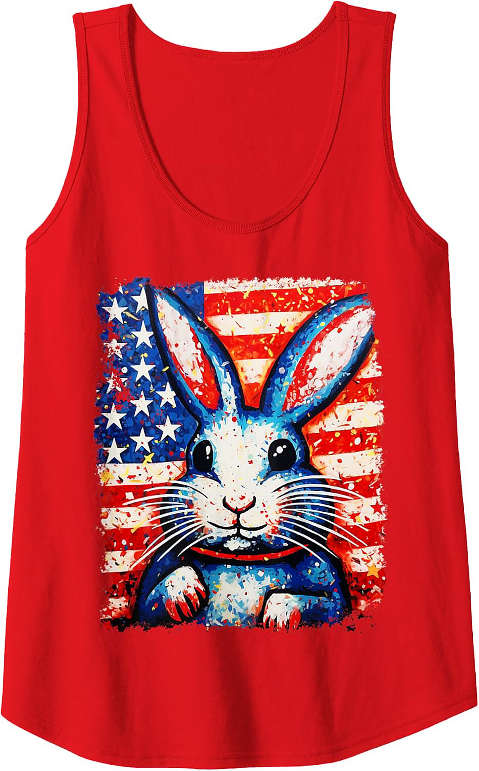 Patriotic Bunny Tank Top | USA Flag Graphic Sleeveless Shirt