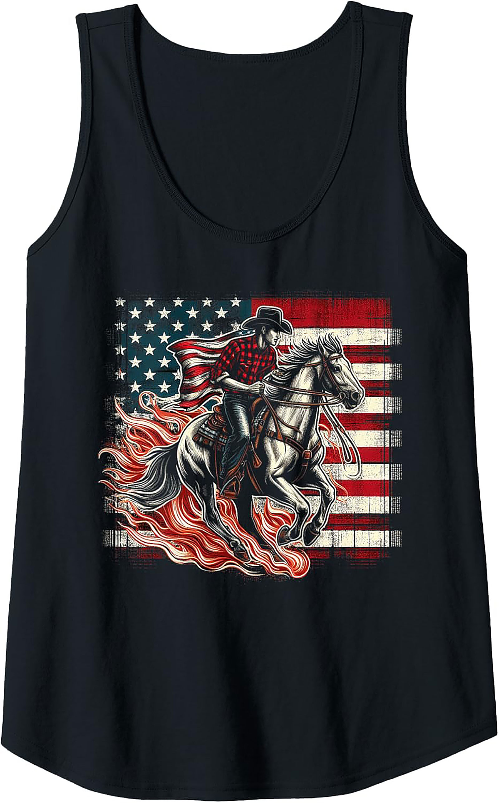 Patriotic Cowboy Graphic Tank Top | Summer Sleeveless Shirt