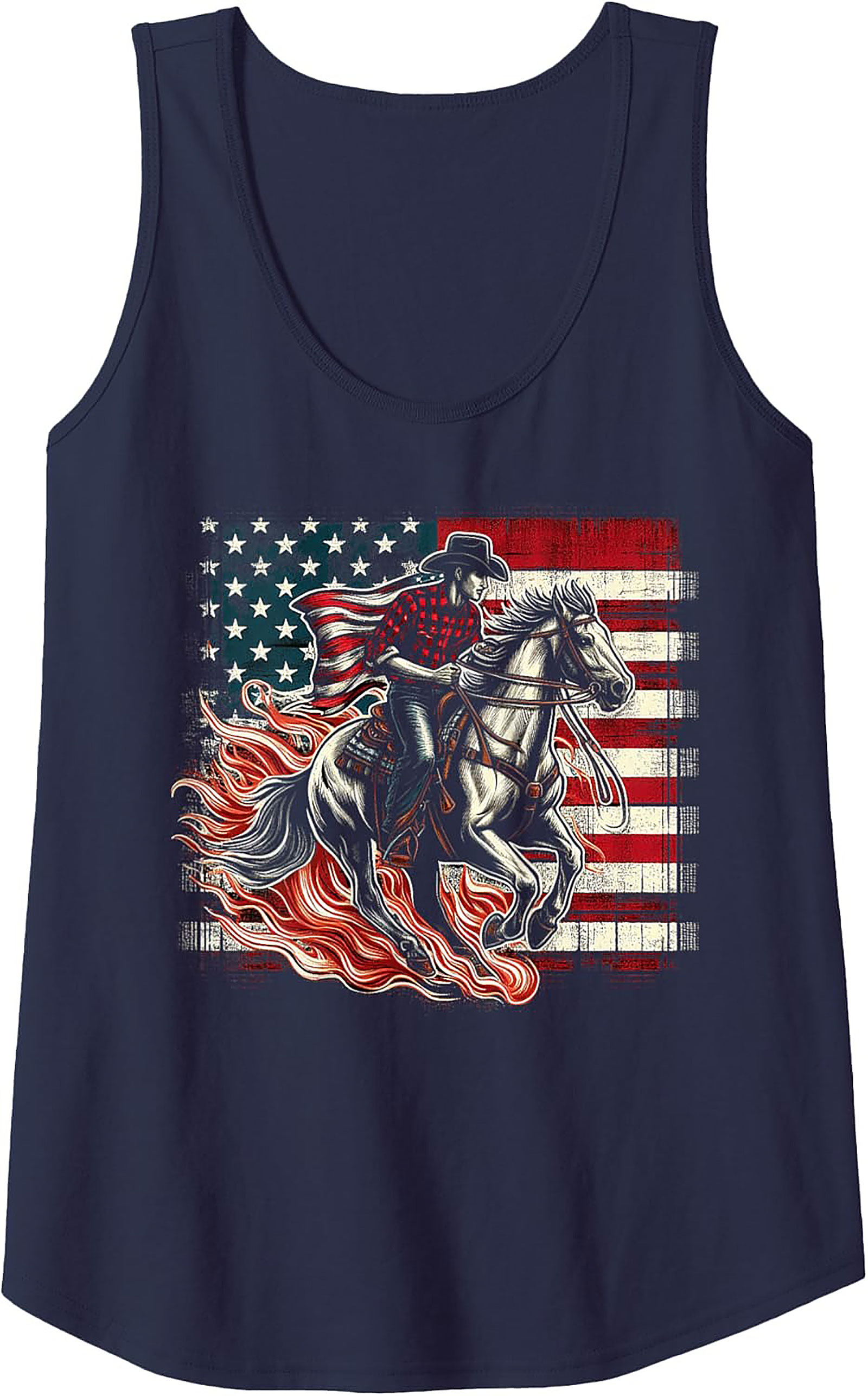 Patriotic Cowboy Graphic Tank Top | Summer Sleeveless Shirt