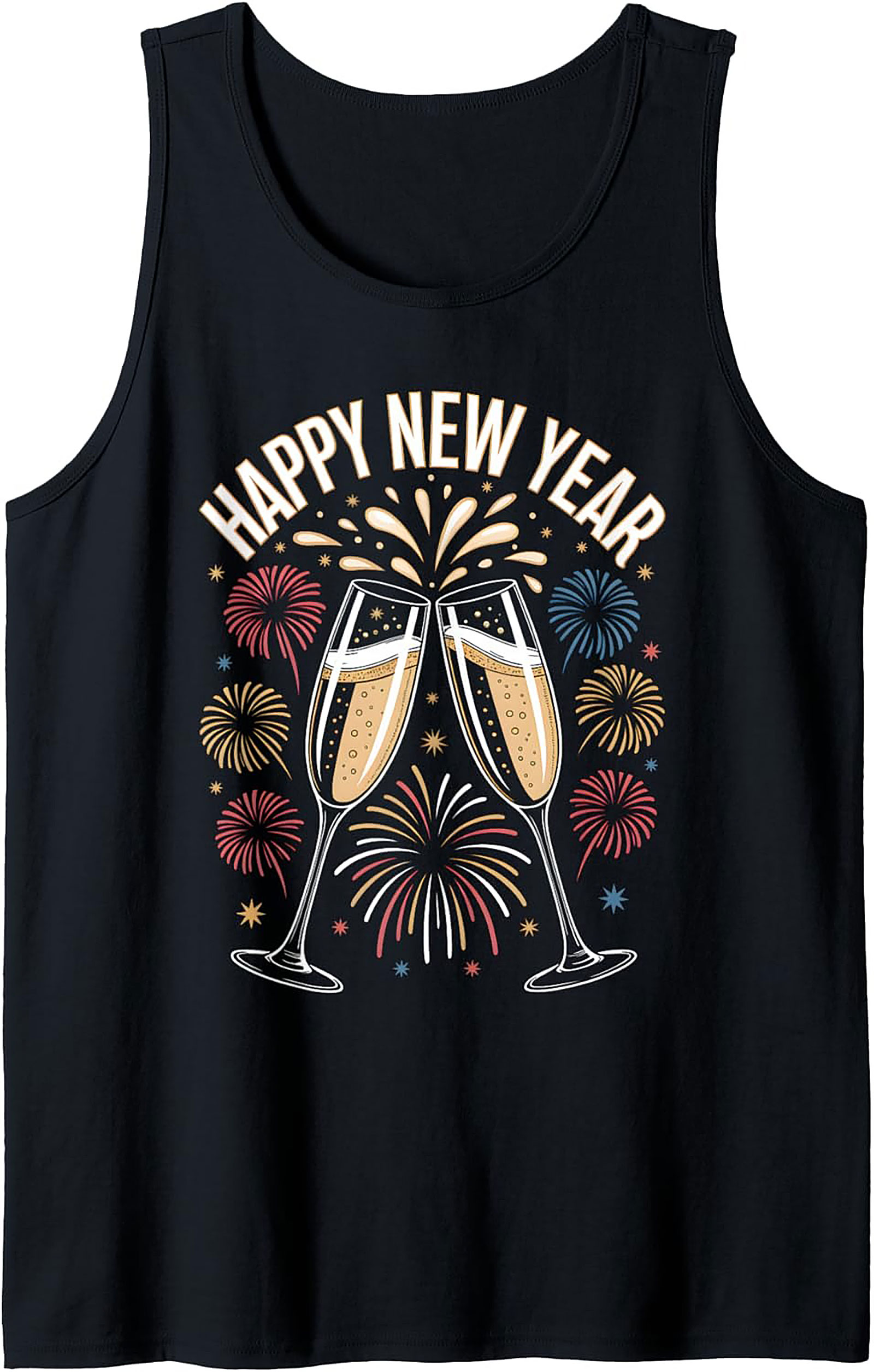 Happy New Year Tank Top Festive Champagne Graphic