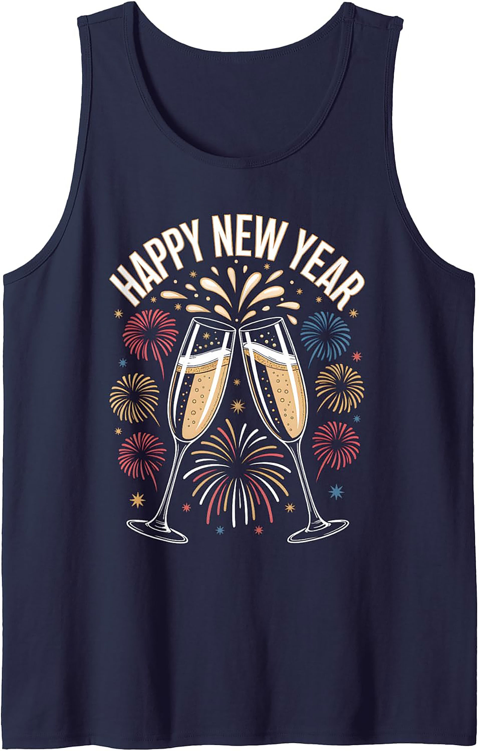 Happy New Year Tank Top Festive Champagne Graphic