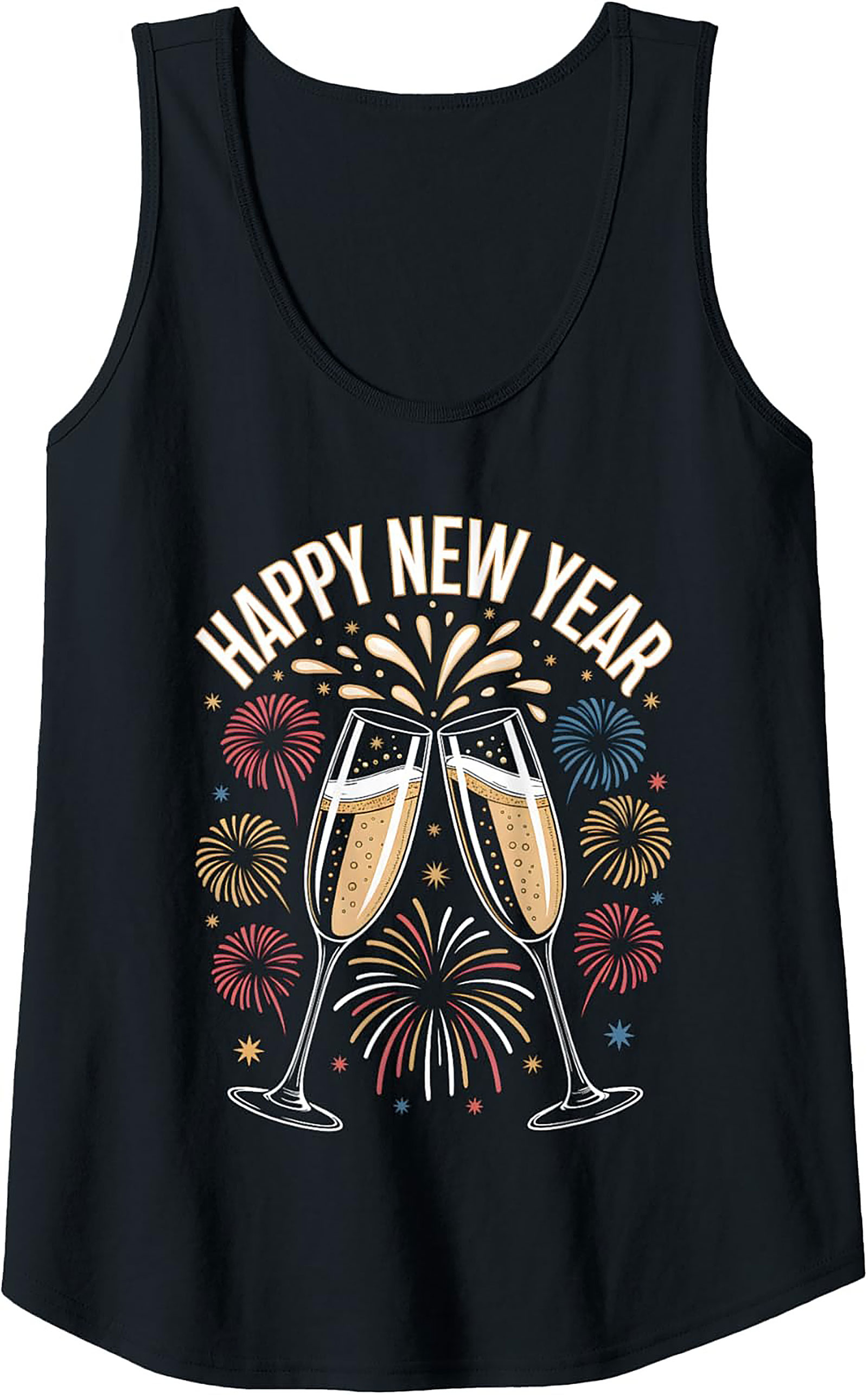 Happy New Year Tank Top Festive Champagne Graphic