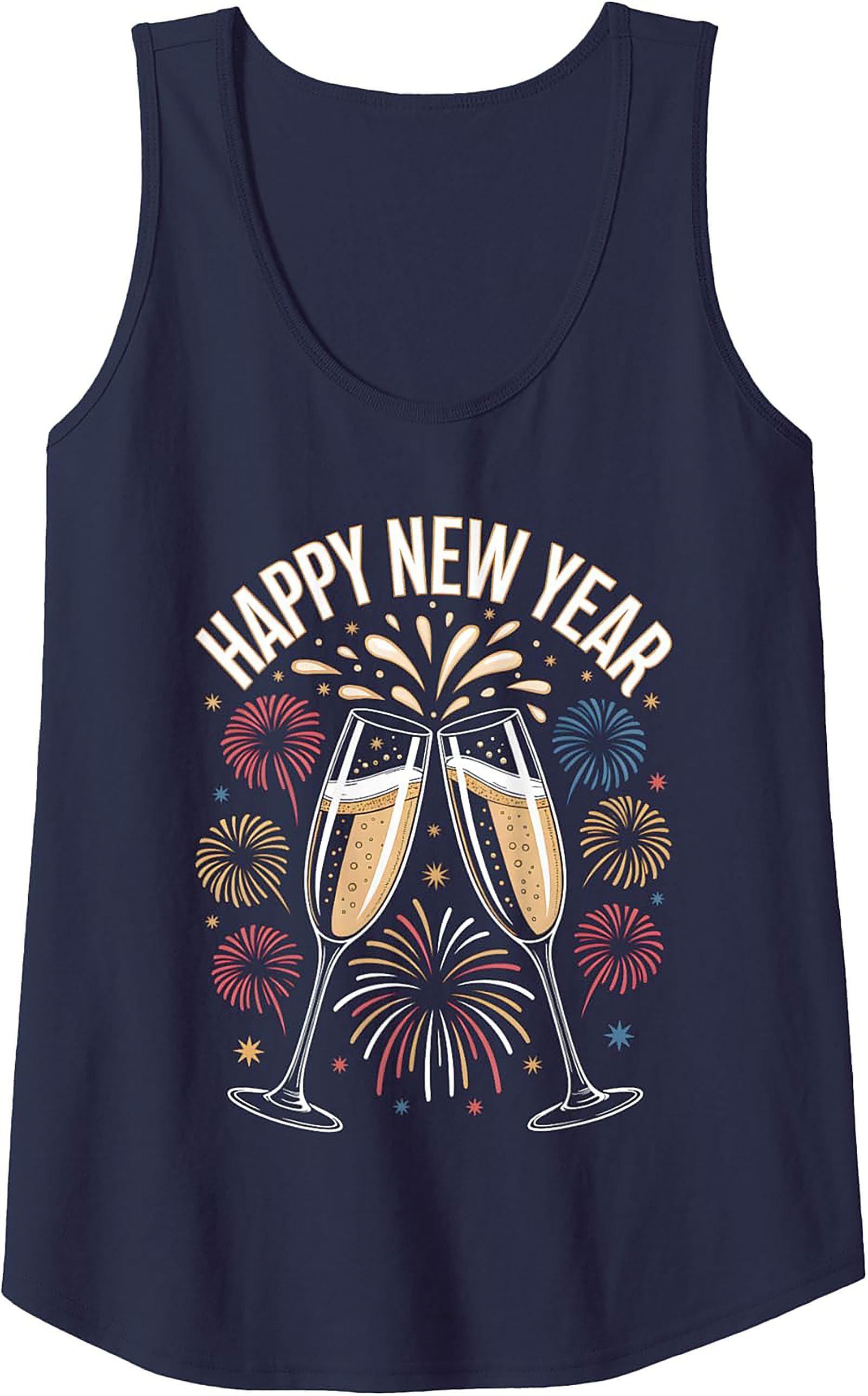 Happy New Year Tank Top Festive Champagne Graphic