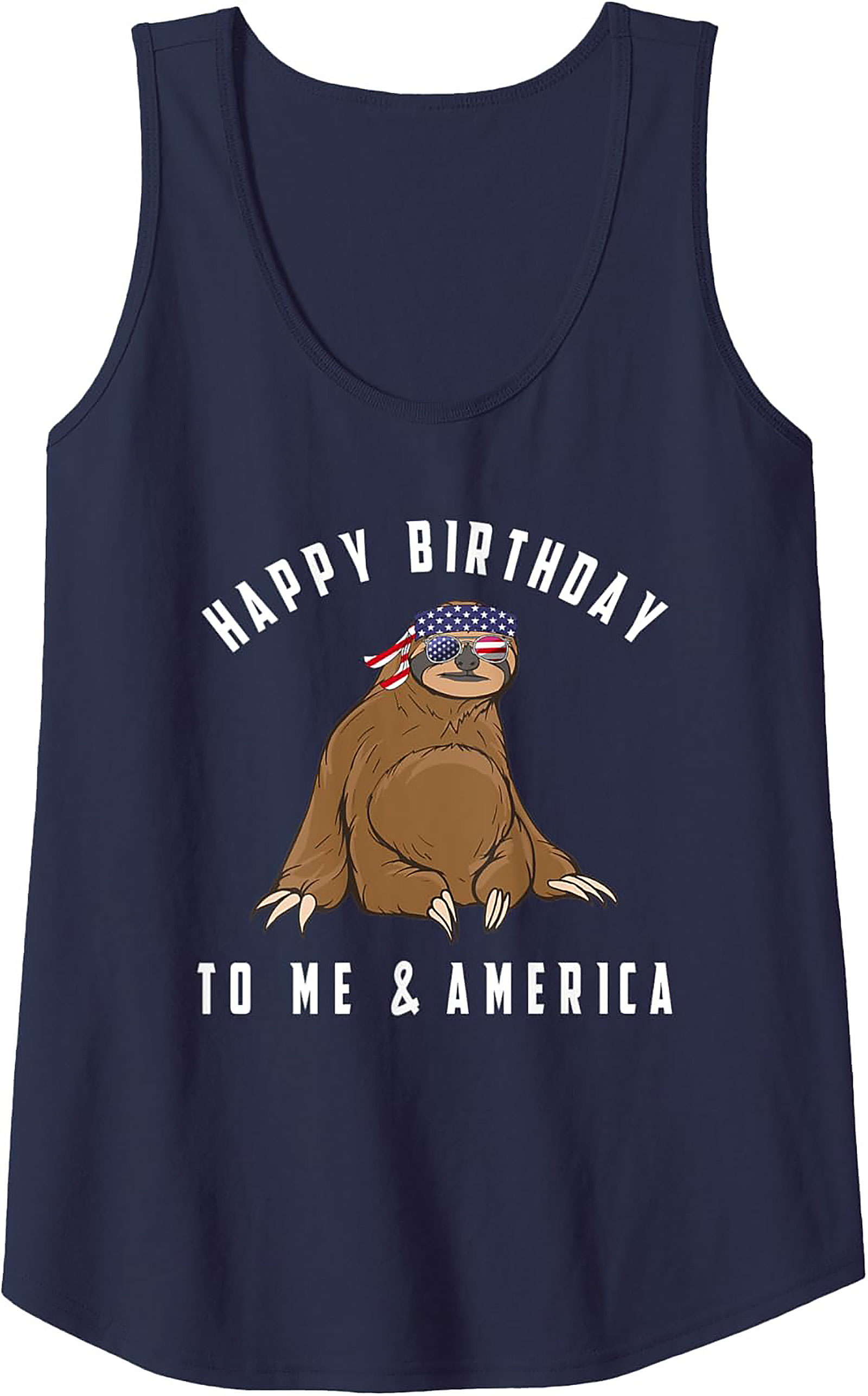 Funny Patriotic Sloth Tank Top | Happy Birthday America Gift