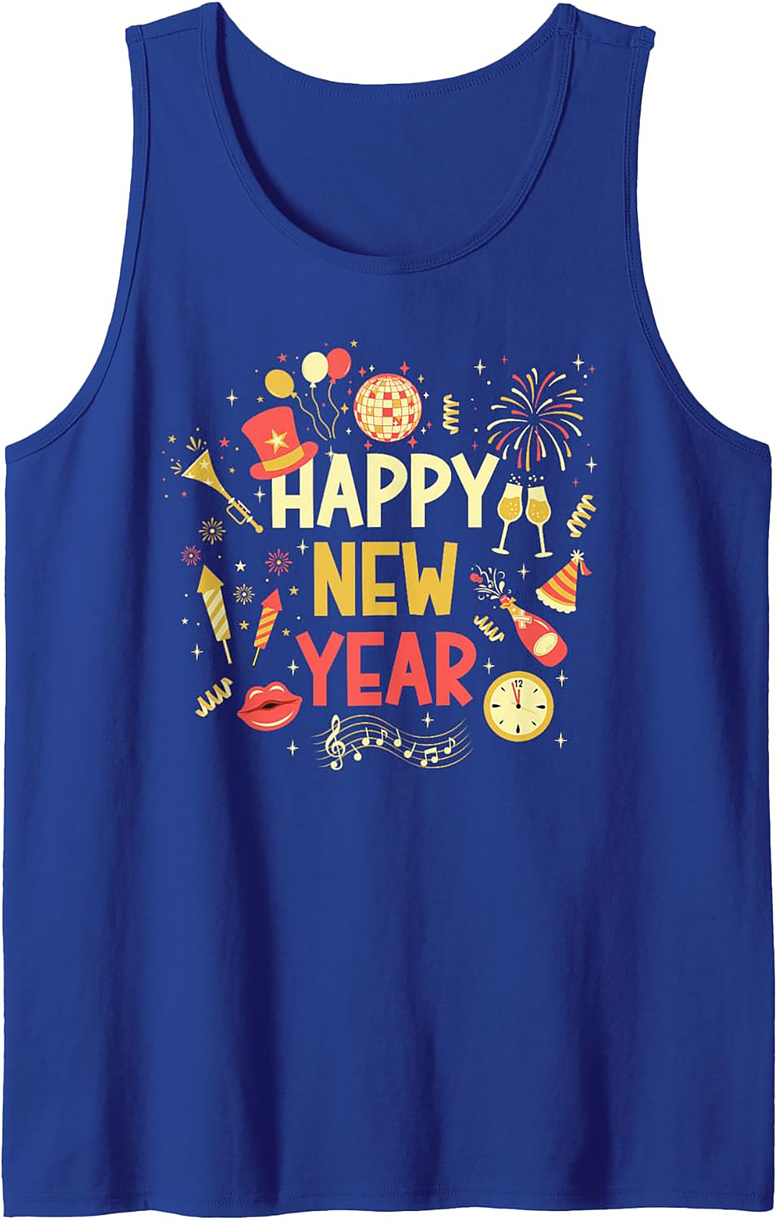 Happy New Year Graphic Tank Top Festive Party Wear