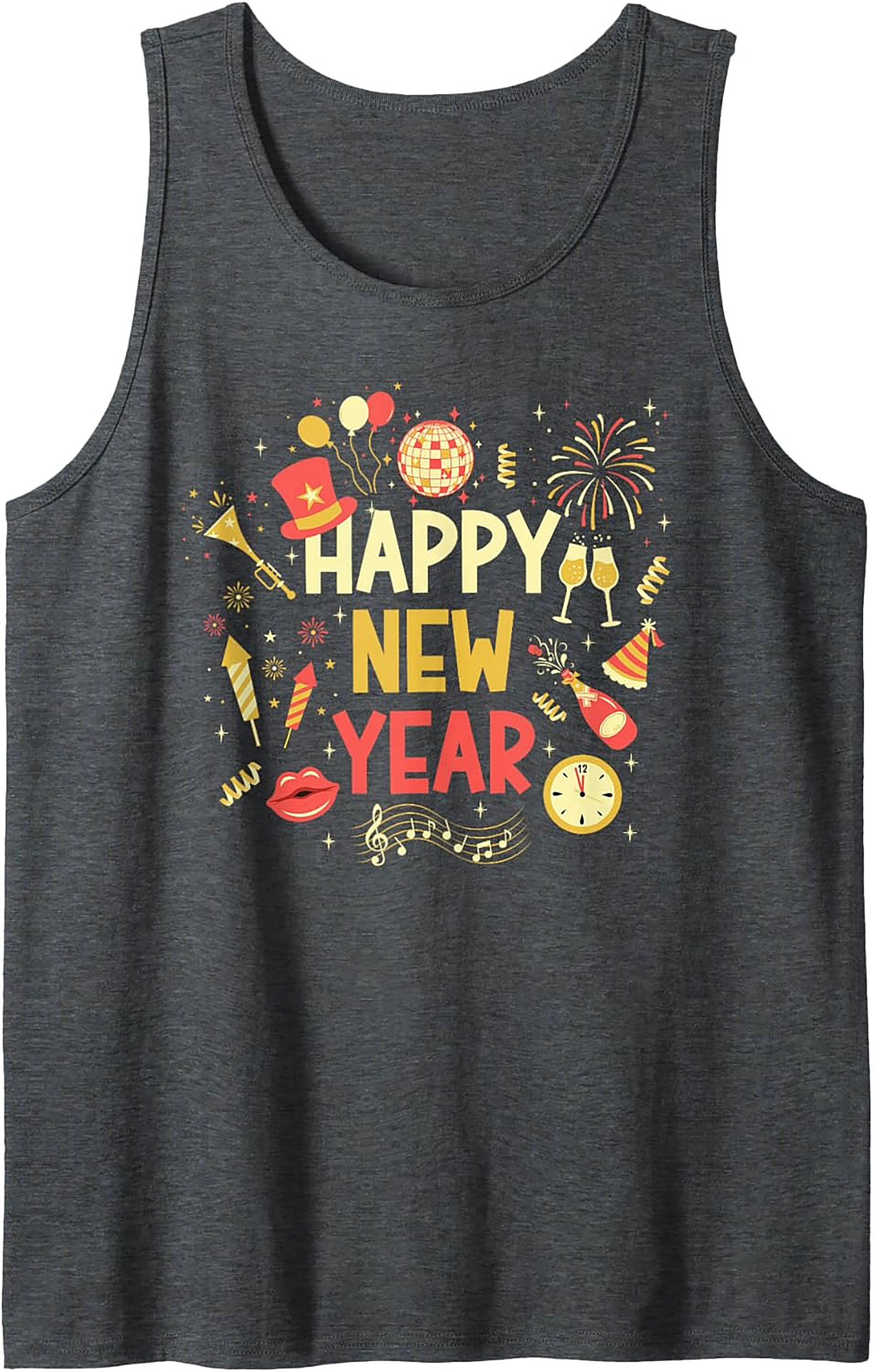 Happy New Year Graphic Tank Top Festive Party Wear