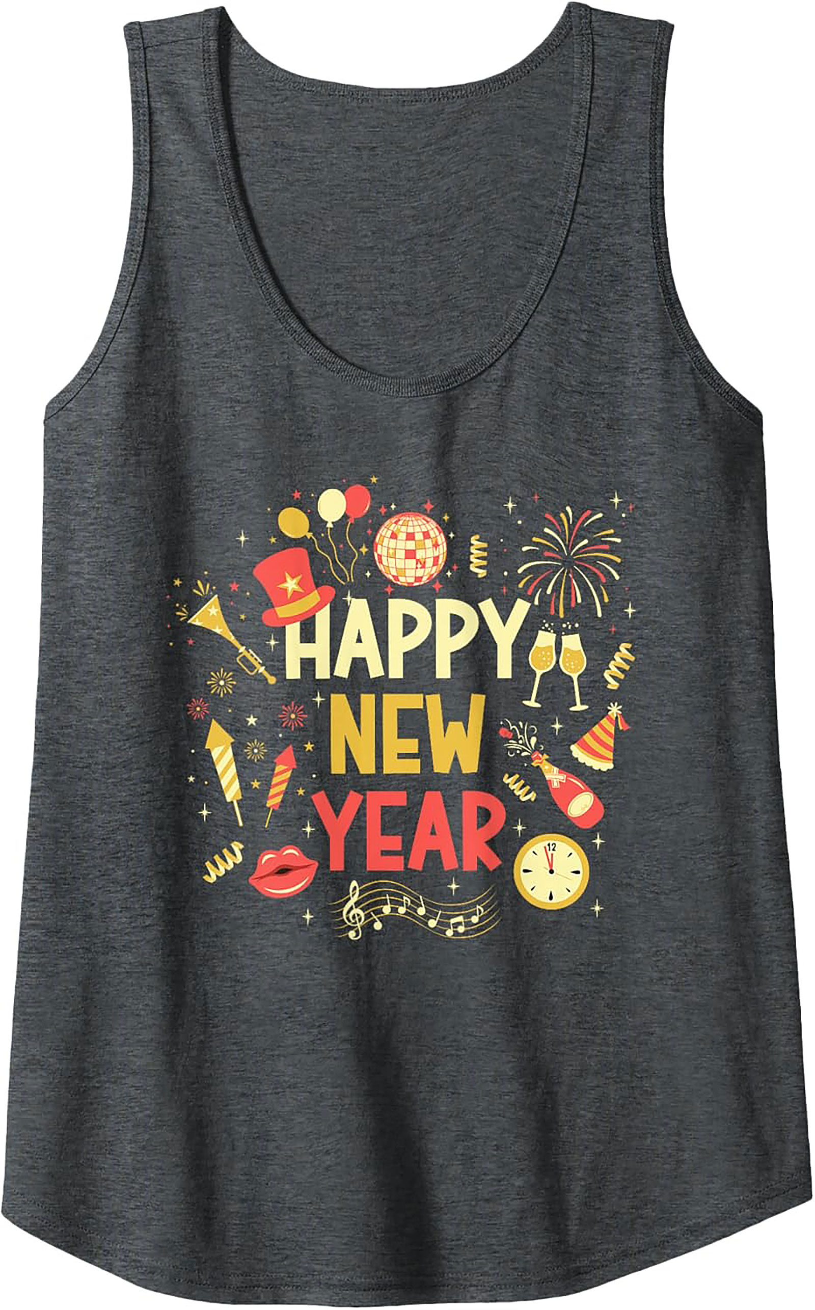 Happy New Year Graphic Tank Top Festive Party Wear