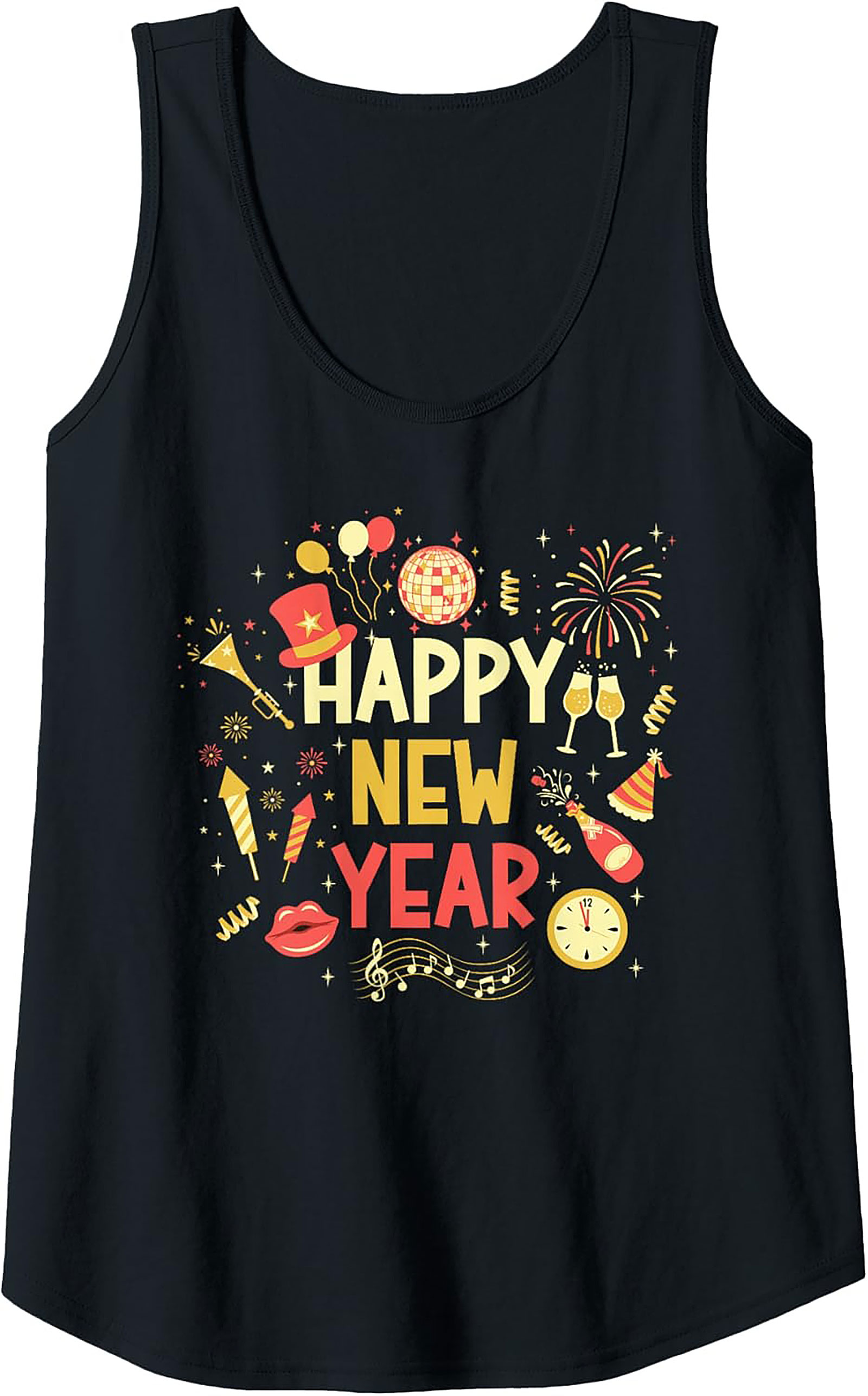 Happy New Year Graphic Tank Top Festive Party Wear
