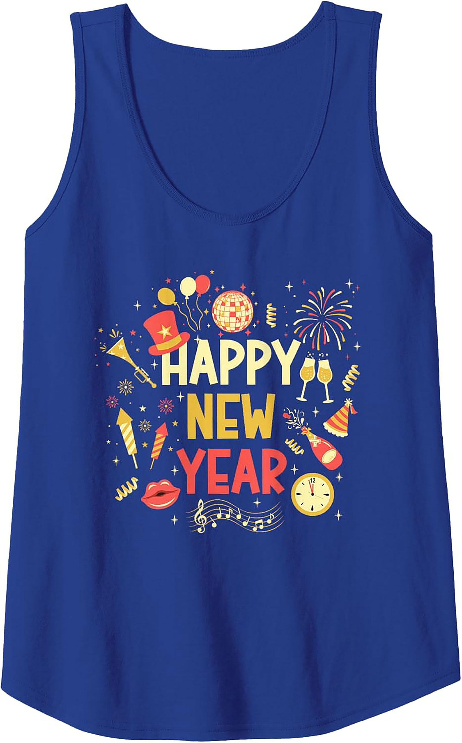 Happy New Year Graphic Tank Top Festive Party Wear