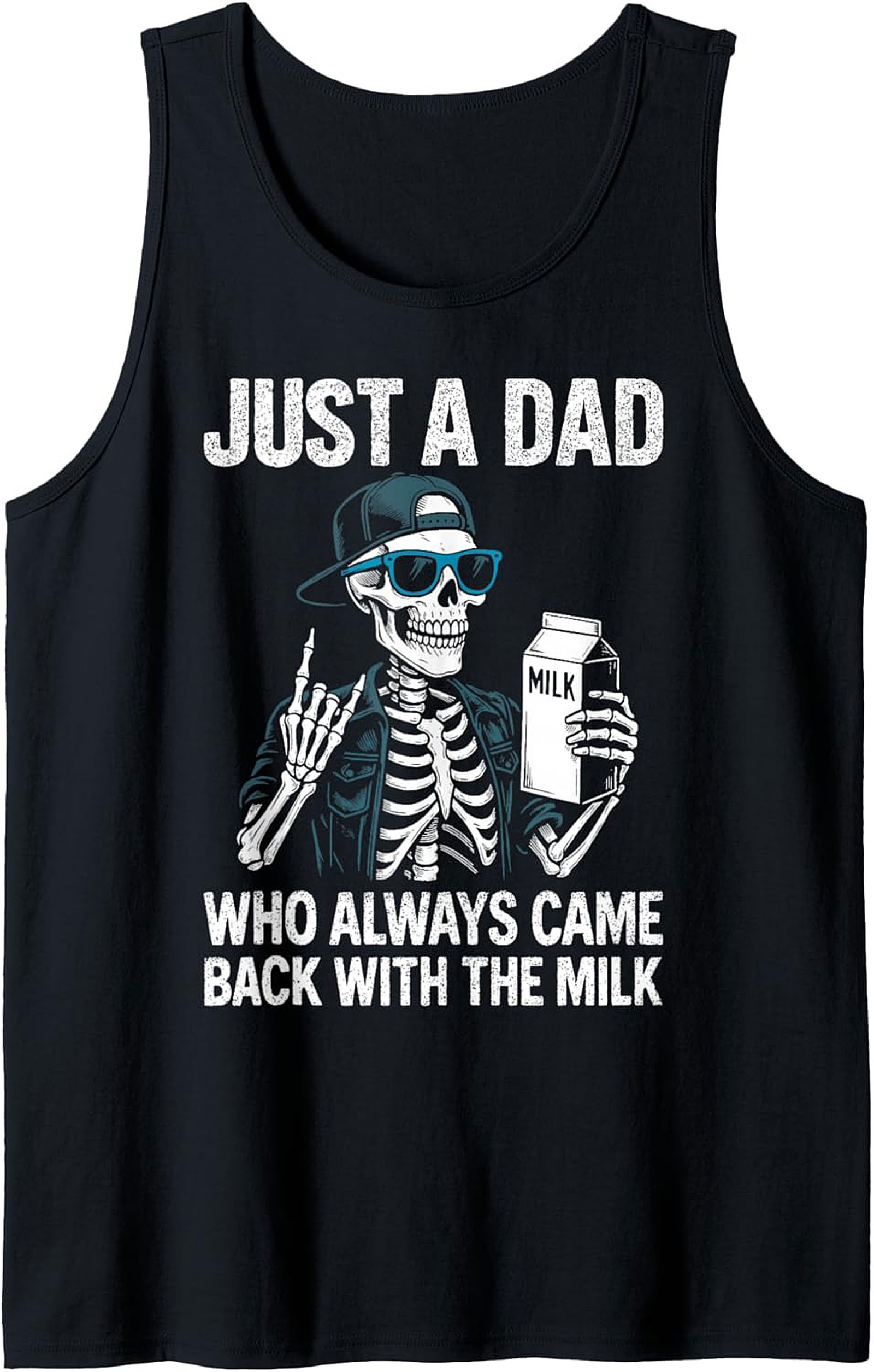 Funny Dad Graphic Tank Skeleton Milk Joke Sleeveless Shirt