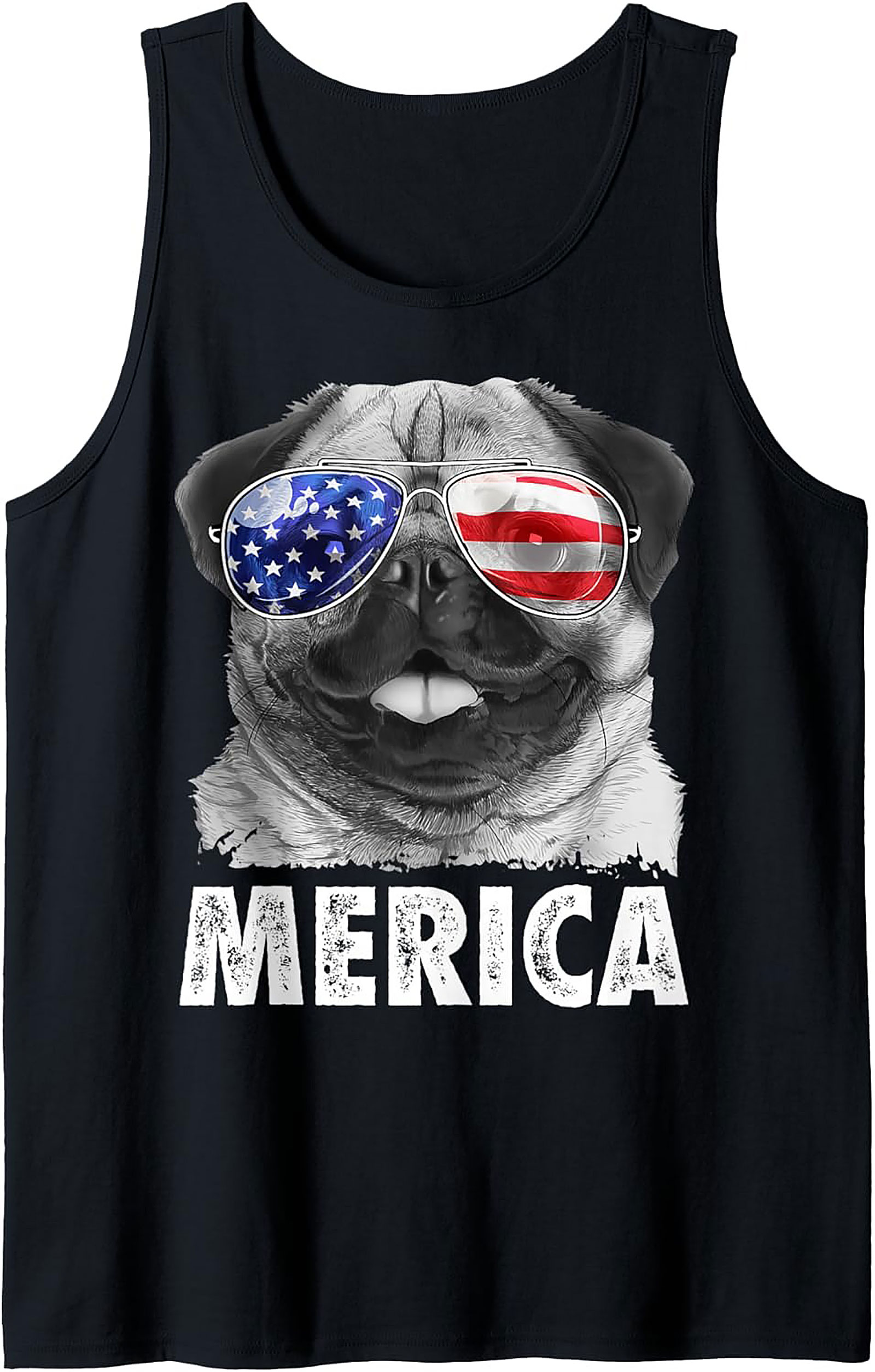 America Pug Graphic Tank | Patriotic Unisex Sleeveless Shirt