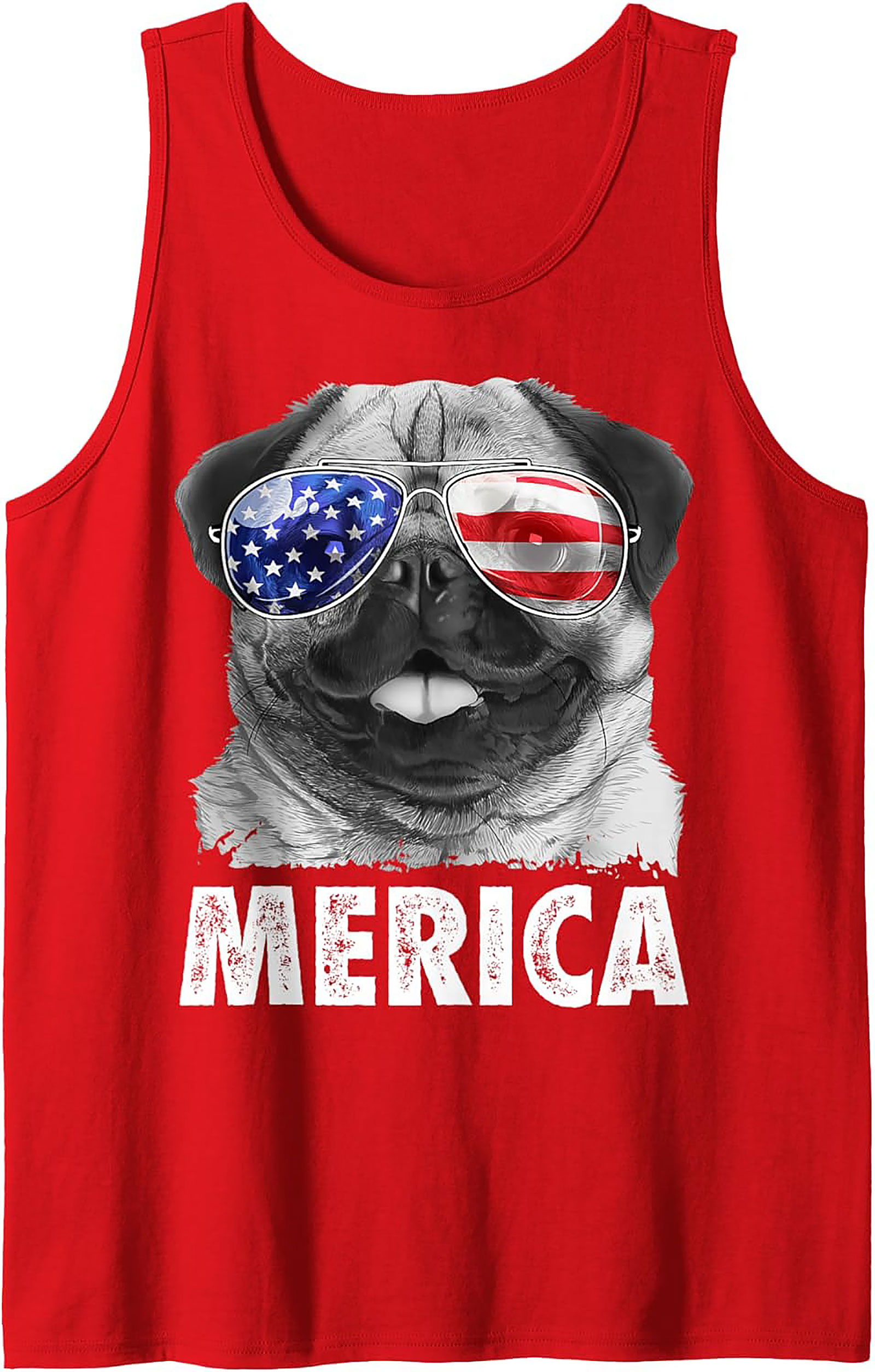 America Pug Graphic Tank | Patriotic Unisex Sleeveless Shirt
