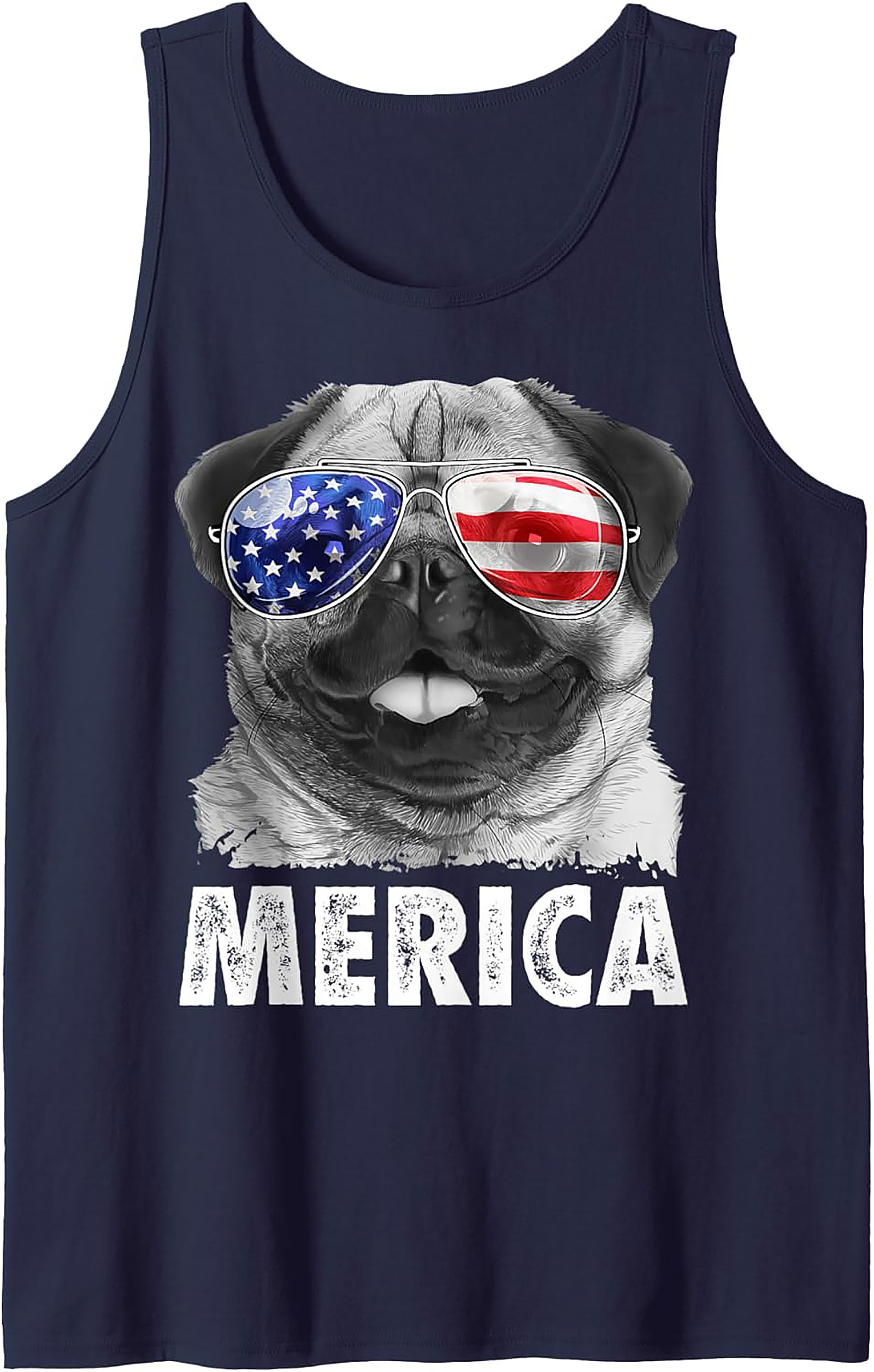 America Pug Graphic Tank | Patriotic Unisex Sleeveless Shirt