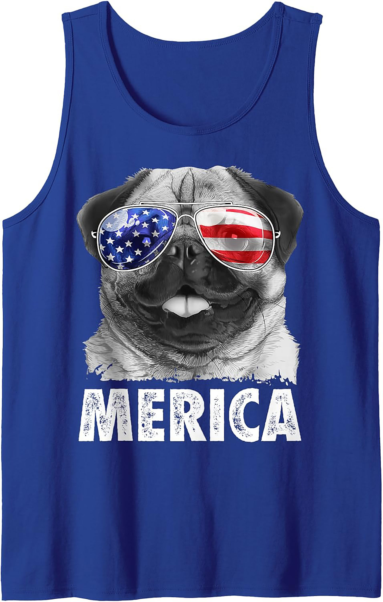America Pug Graphic Tank | Patriotic Unisex Sleeveless Shirt