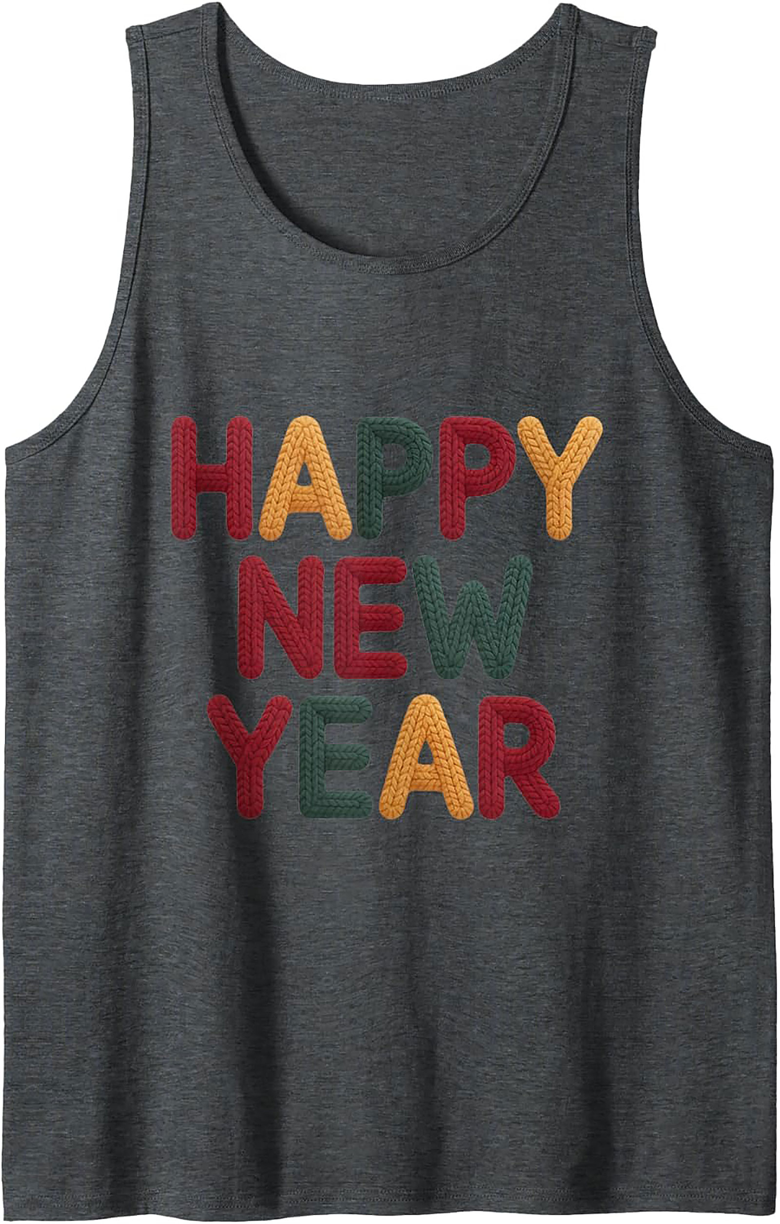 Happy New Year Knit Tank Top Festive Sleeveless Shirt
