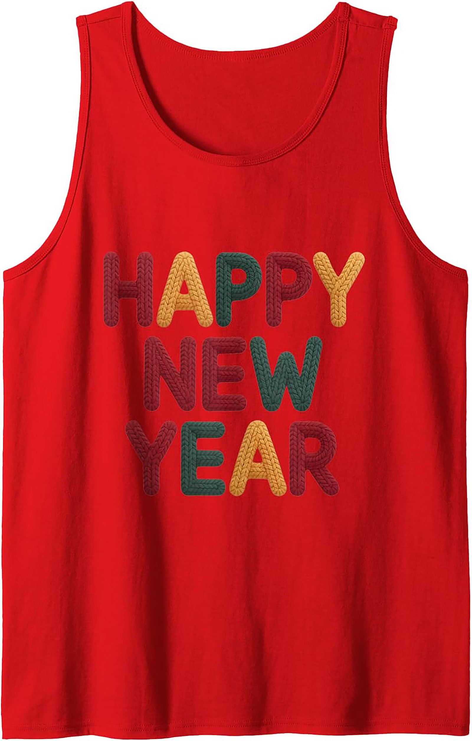 Happy New Year Knit Tank Top Festive Sleeveless Shirt