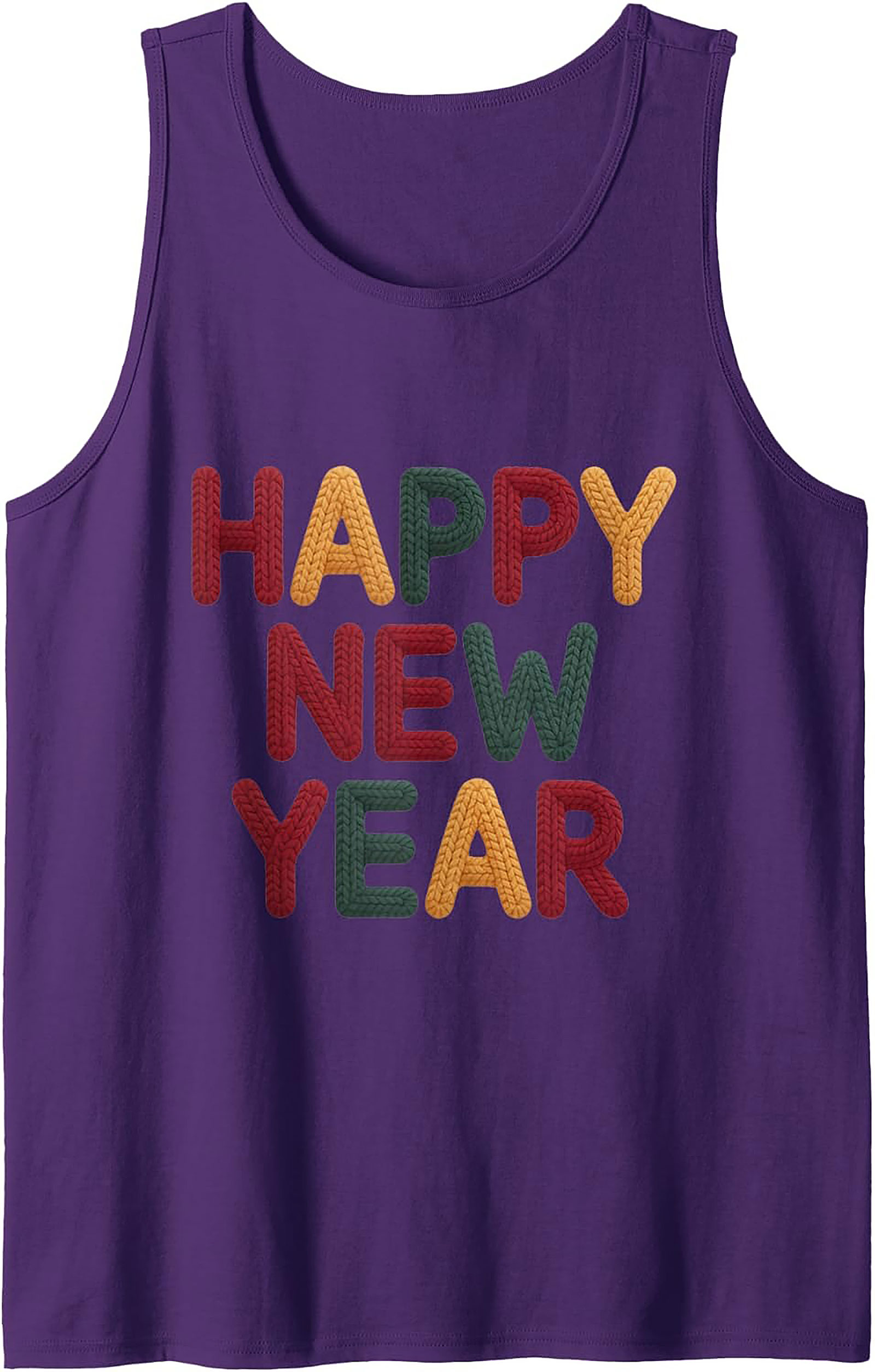 Happy New Year Knit Tank Top Festive Sleeveless Shirt
