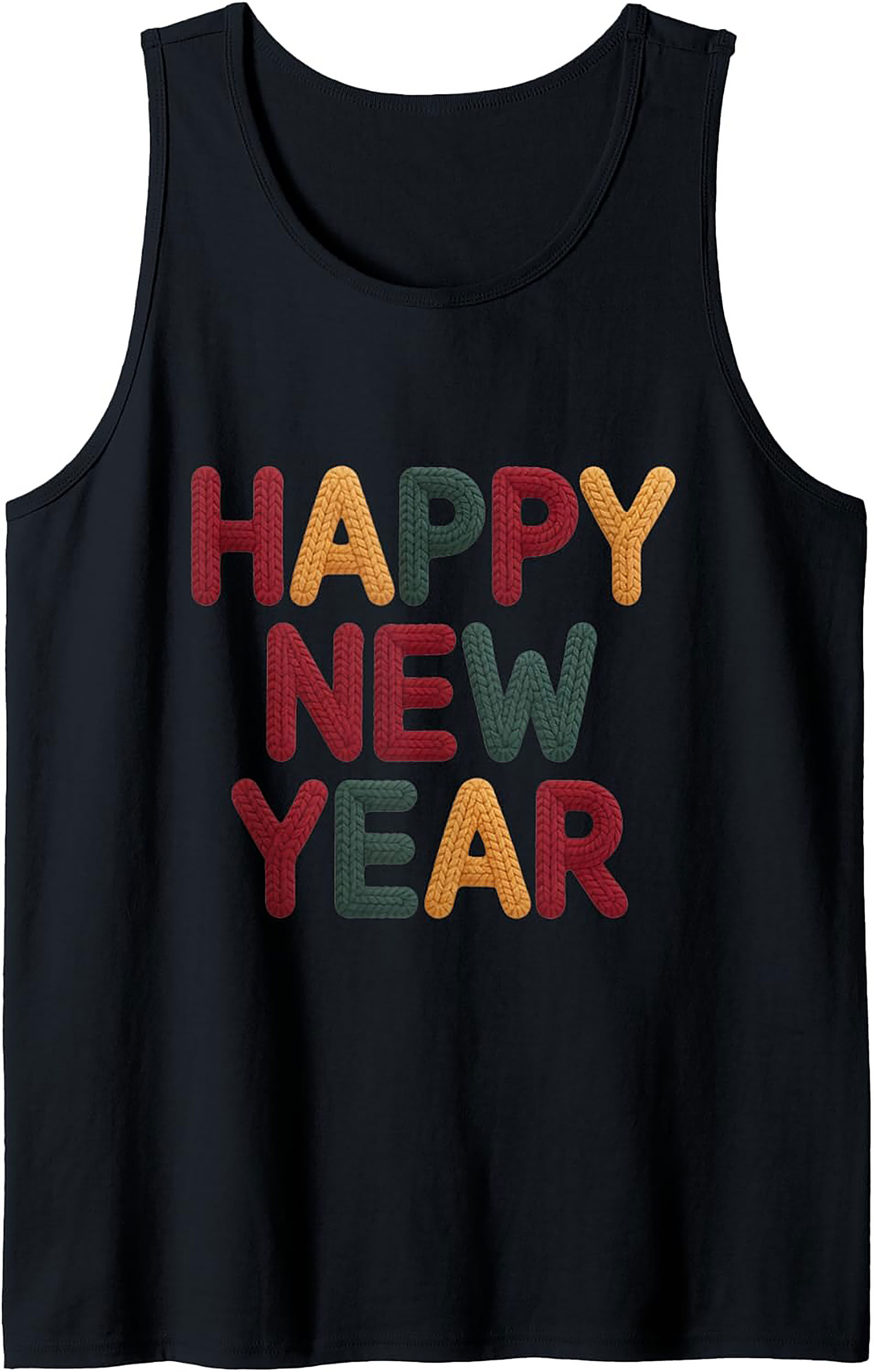 Happy New Year Knit Tank Top Festive Sleeveless Shirt