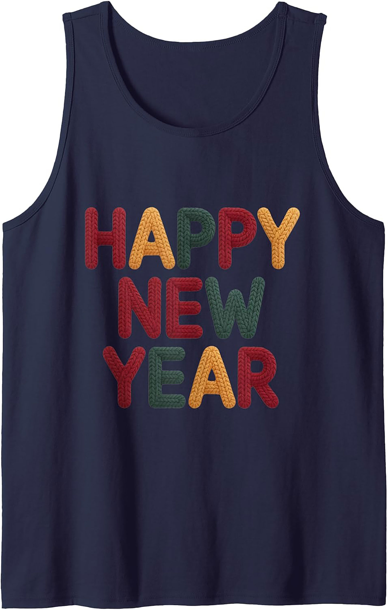 Happy New Year Knit Tank Top Festive Sleeveless Shirt