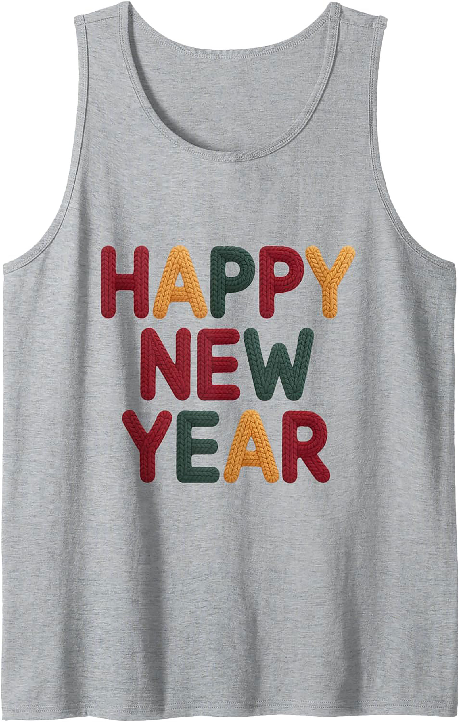 Happy New Year Knit Tank Top Festive Sleeveless Shirt