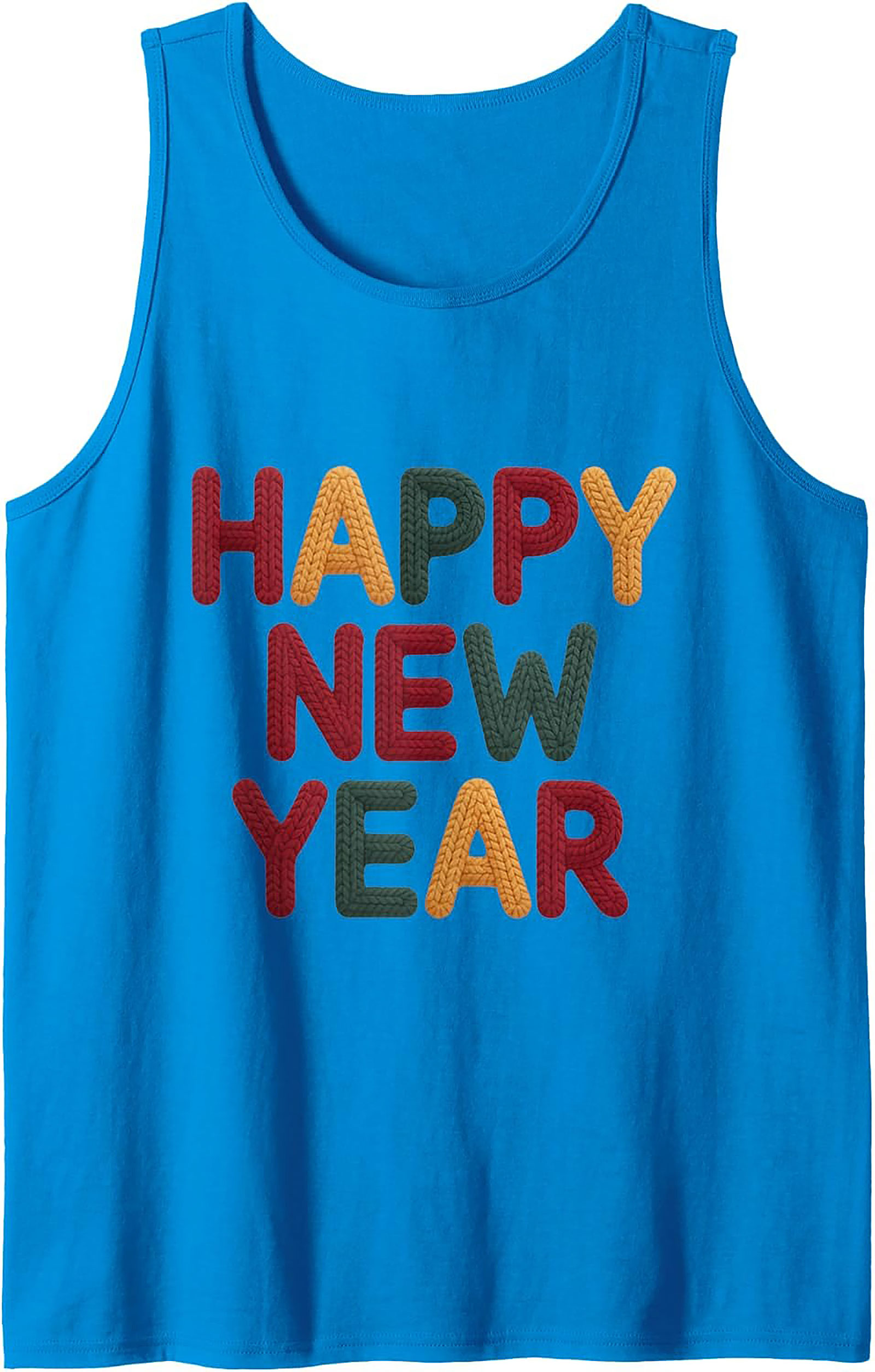 Happy New Year Knit Tank Top Festive Sleeveless Shirt