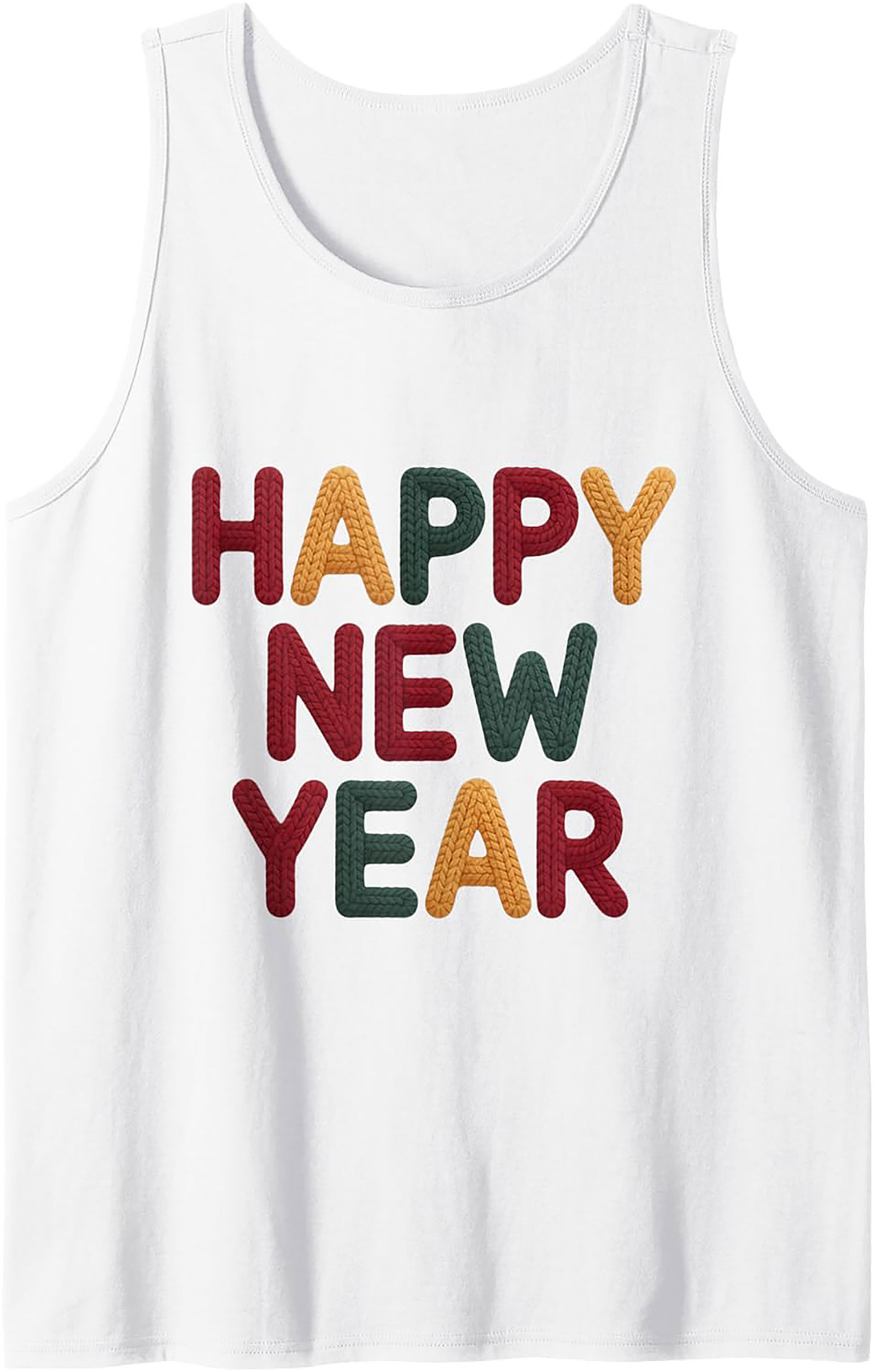 Happy New Year Knit Tank Top Festive Sleeveless Shirt