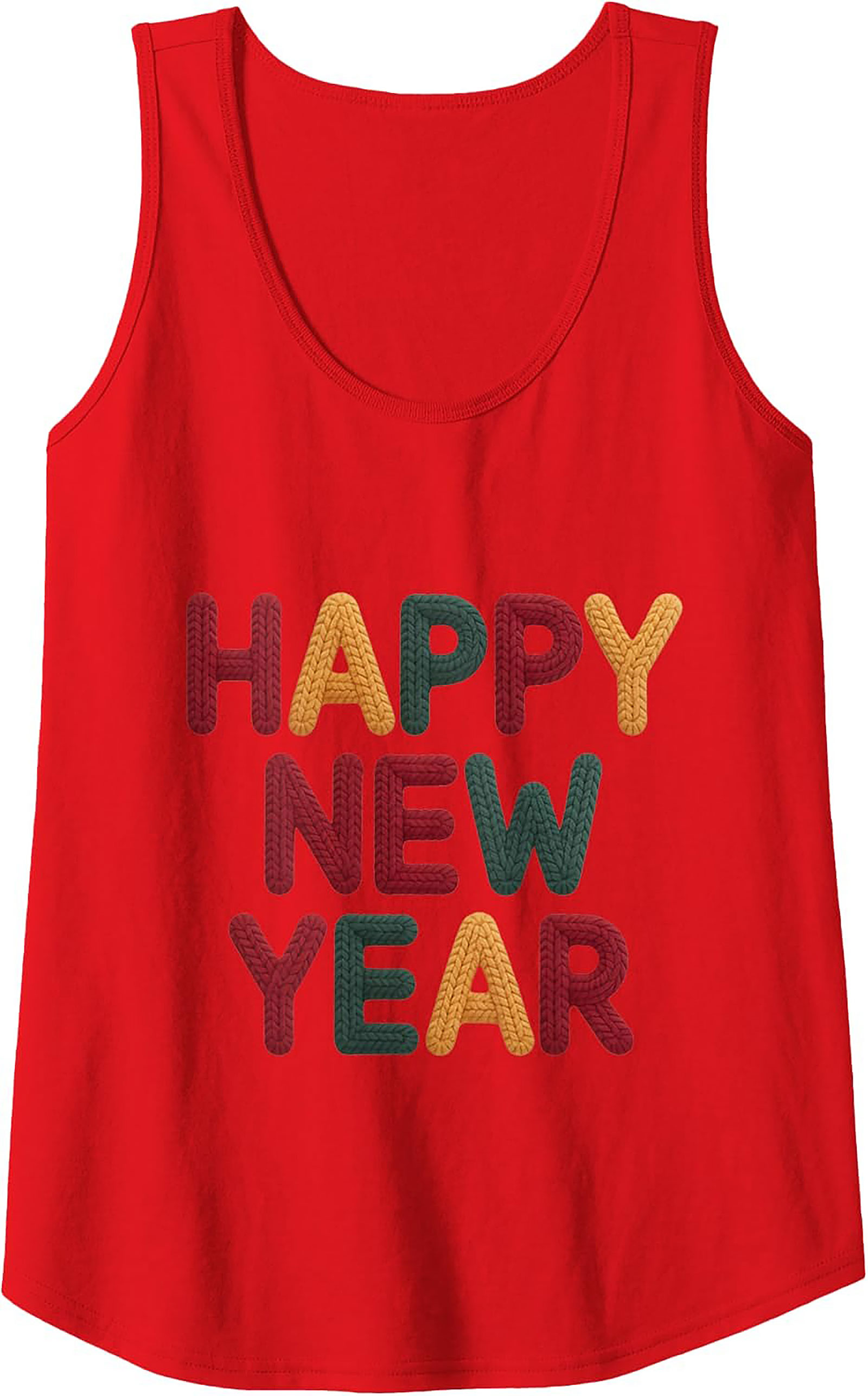Happy New Year Knit Tank Top Festive Sleeveless Shirt