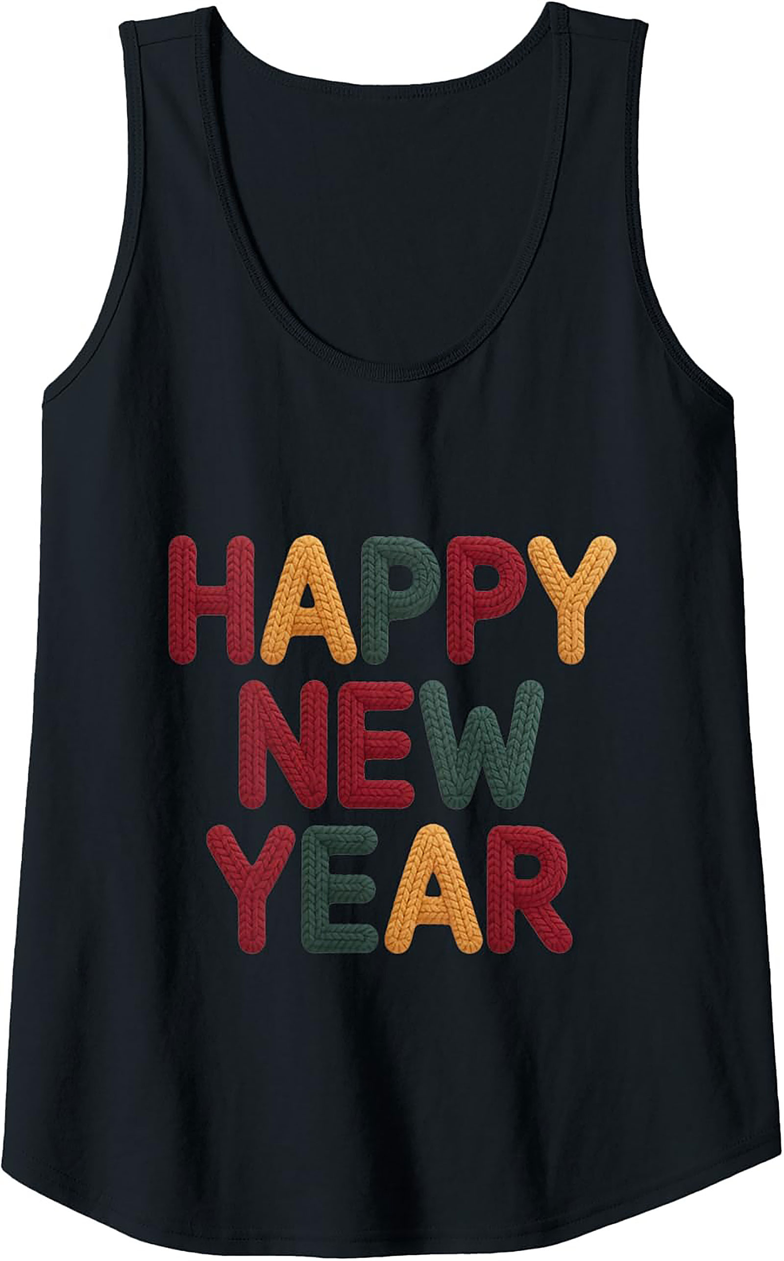 Happy New Year Knit Tank Top Festive Sleeveless Shirt