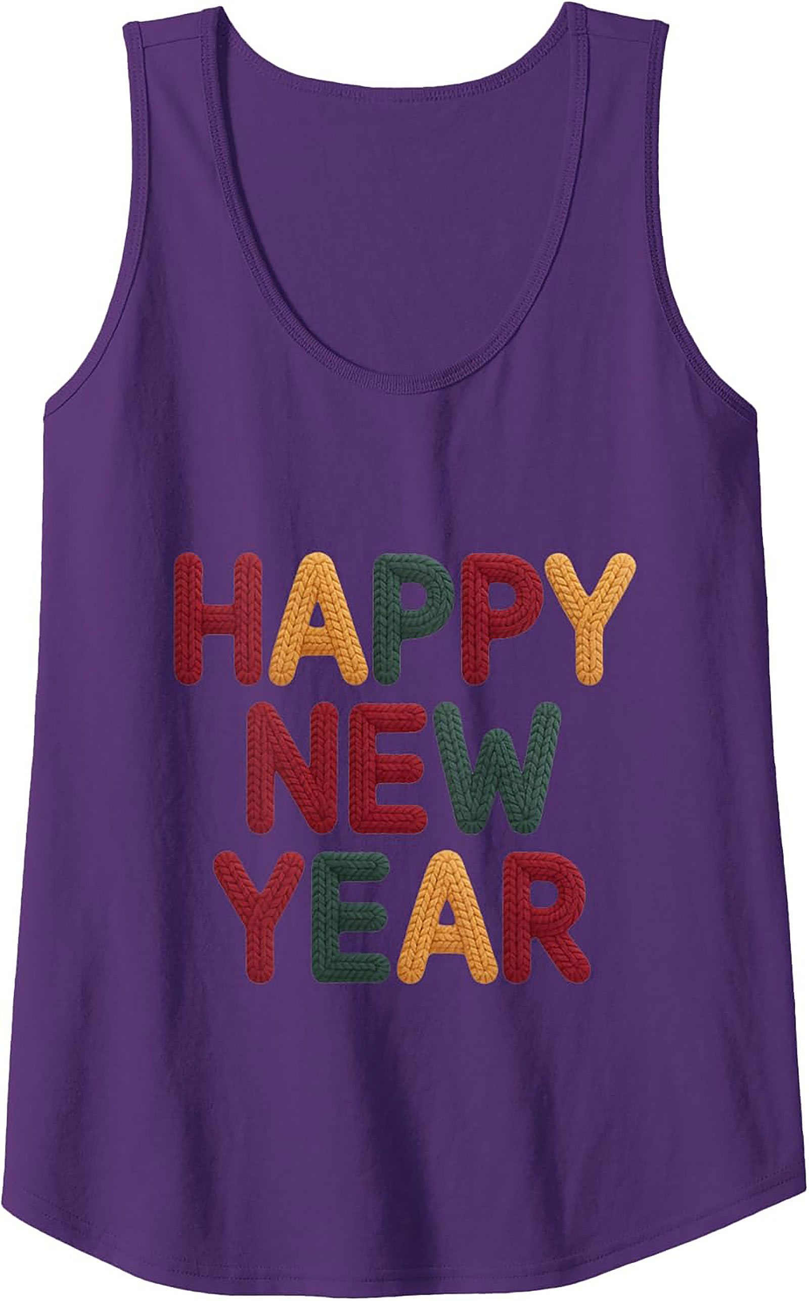 Happy New Year Knit Tank Top Festive Sleeveless Shirt