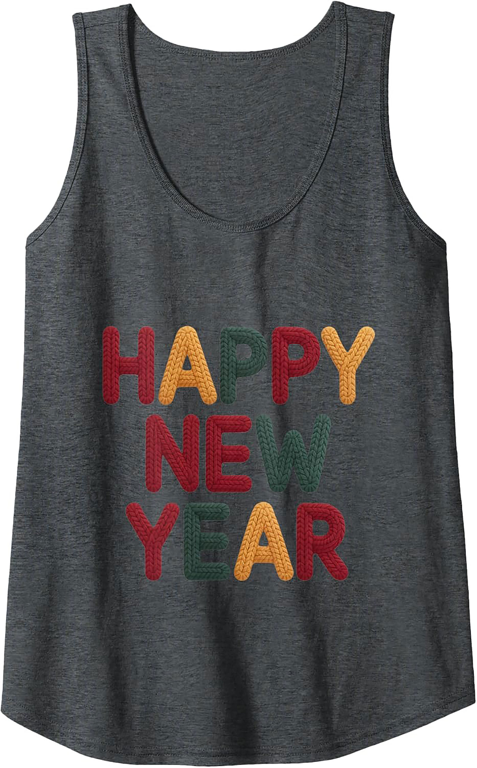Happy New Year Knit Tank Top Festive Sleeveless Shirt