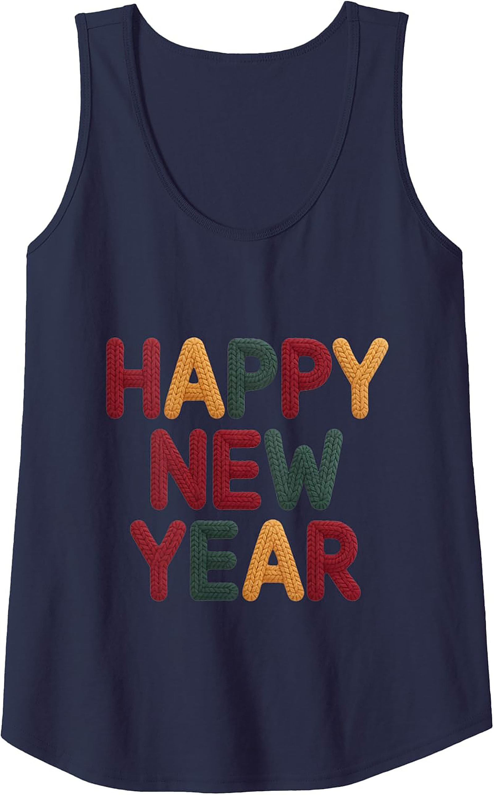 Happy New Year Knit Tank Top Festive Sleeveless Shirt