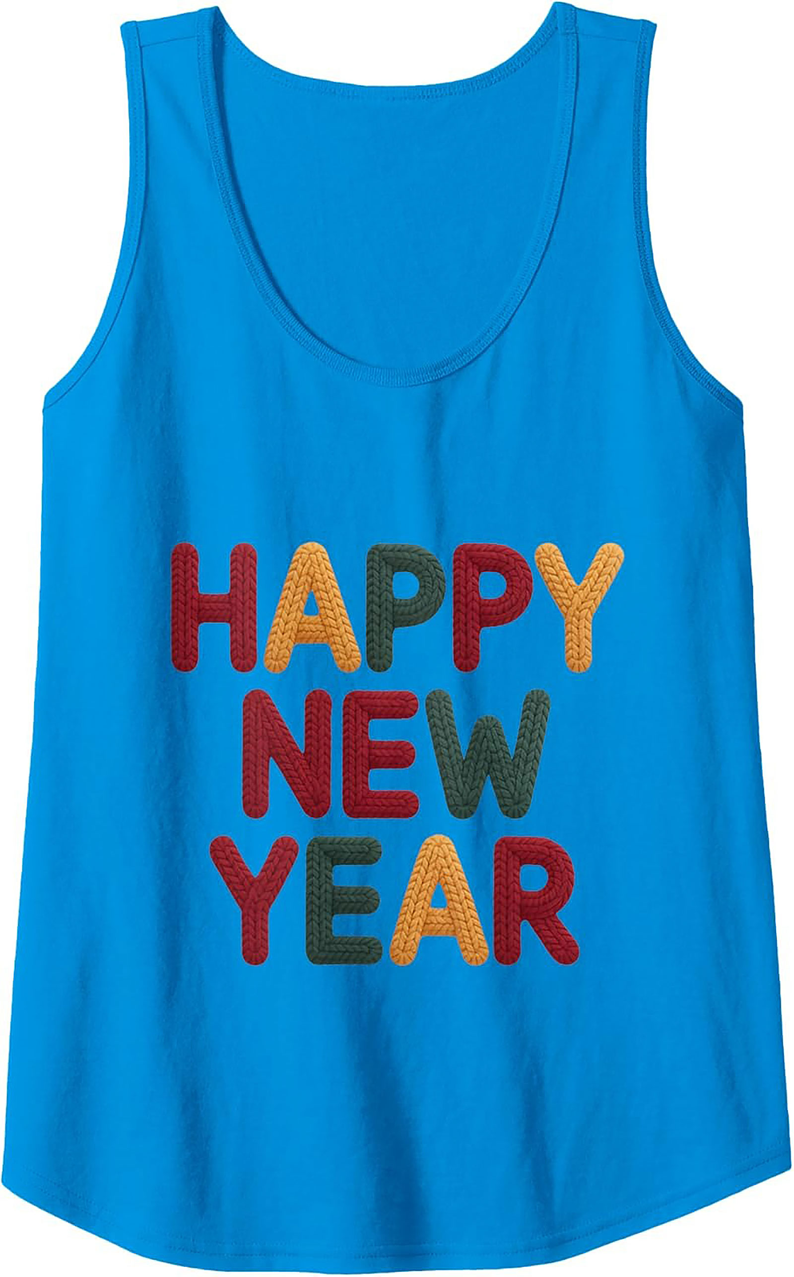Happy New Year Knit Tank Top Festive Sleeveless Shirt