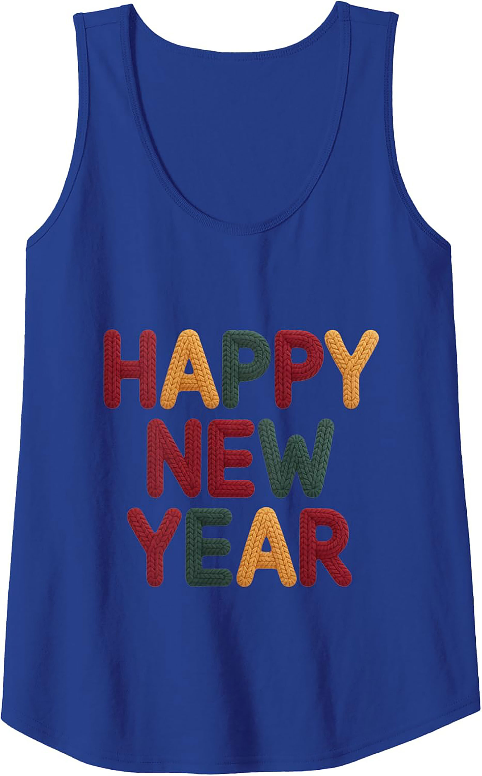 Happy New Year Knit Tank Top Festive Sleeveless Shirt