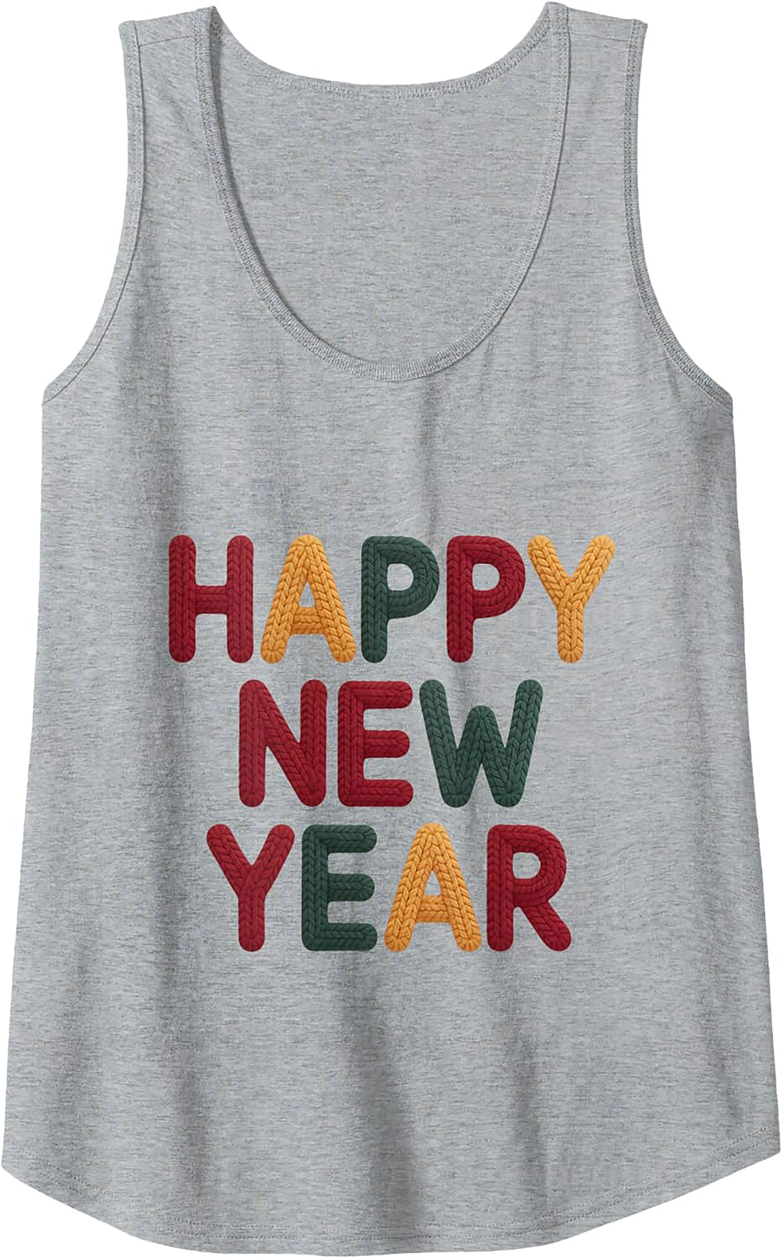 Happy New Year Knit Tank Top Festive Sleeveless Shirt