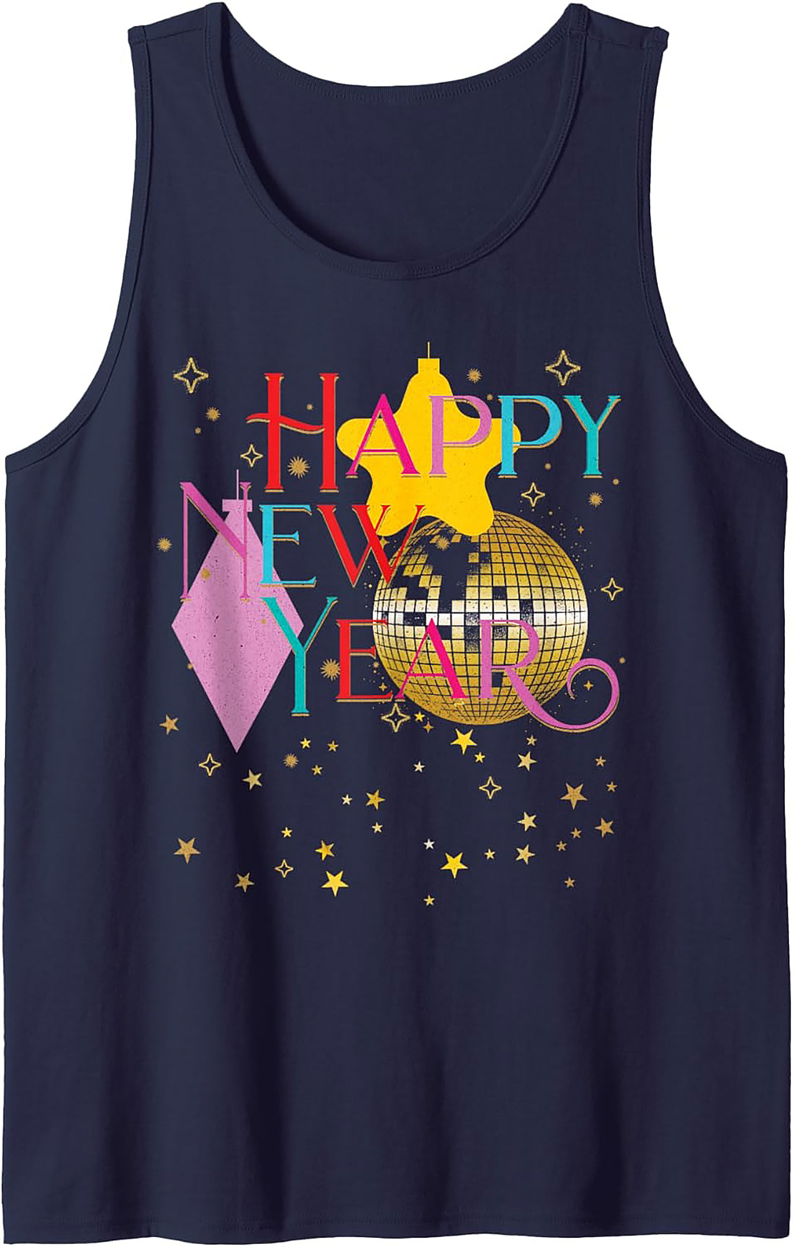 Retro Happy New Year Tank Top NYE Party Graphic Tank