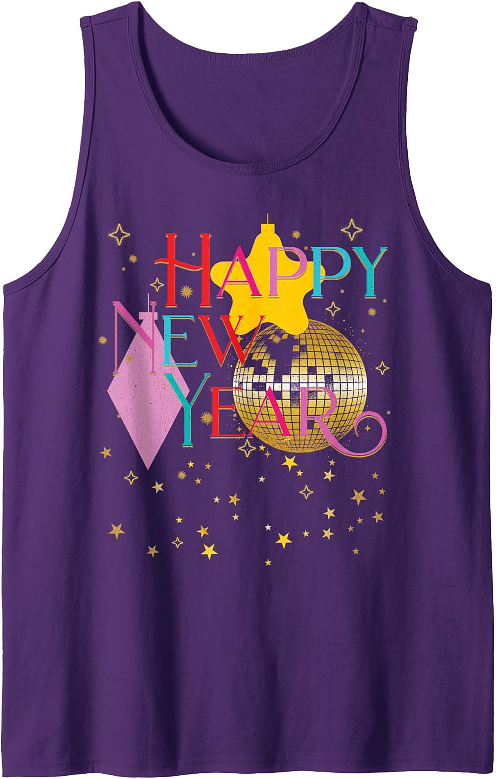 Retro Happy New Year Tank Top NYE Party Graphic Tank