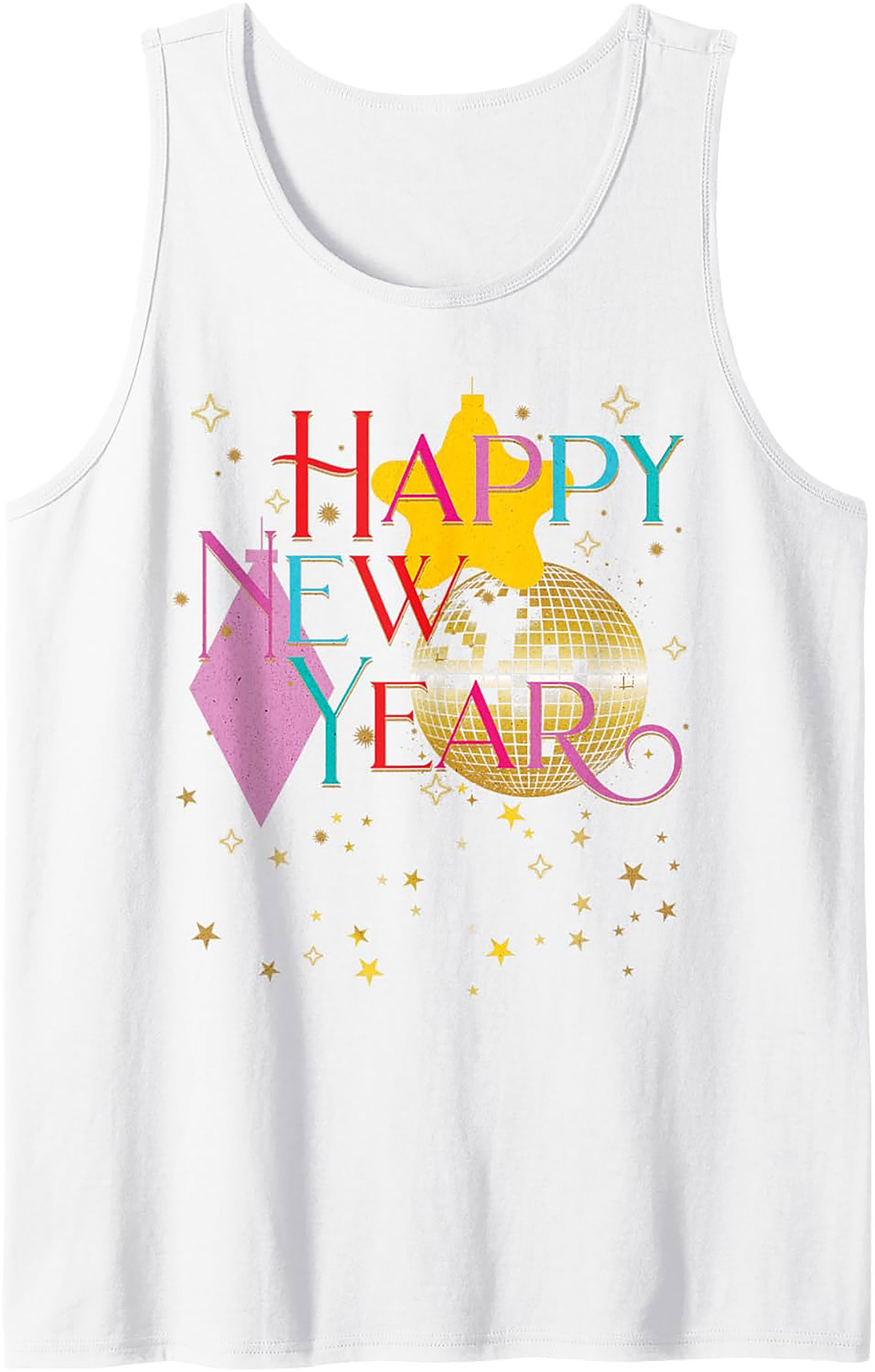 Retro Happy New Year Tank Top NYE Party Graphic Tank
