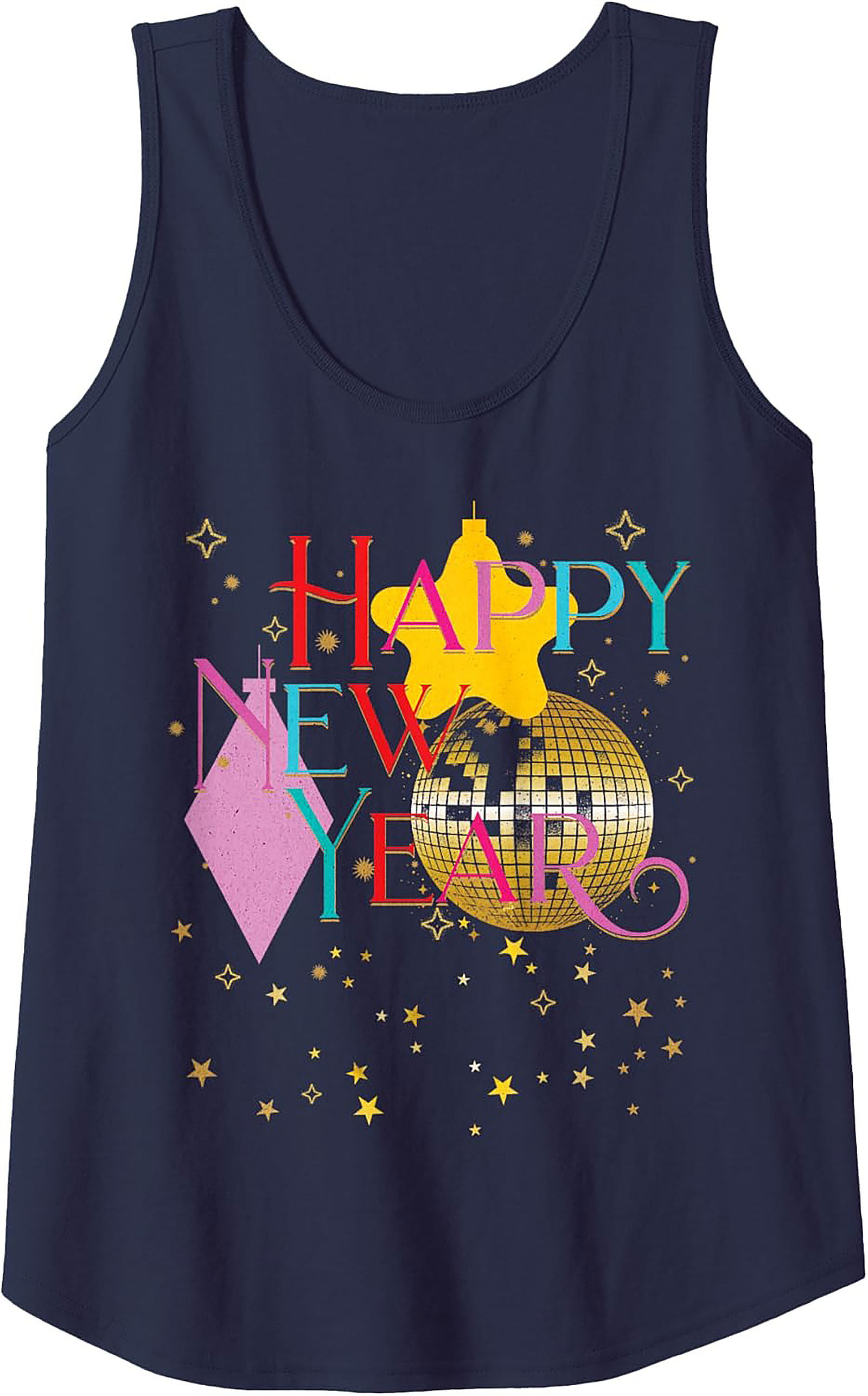 Retro Happy New Year Tank Top NYE Party Graphic Tank