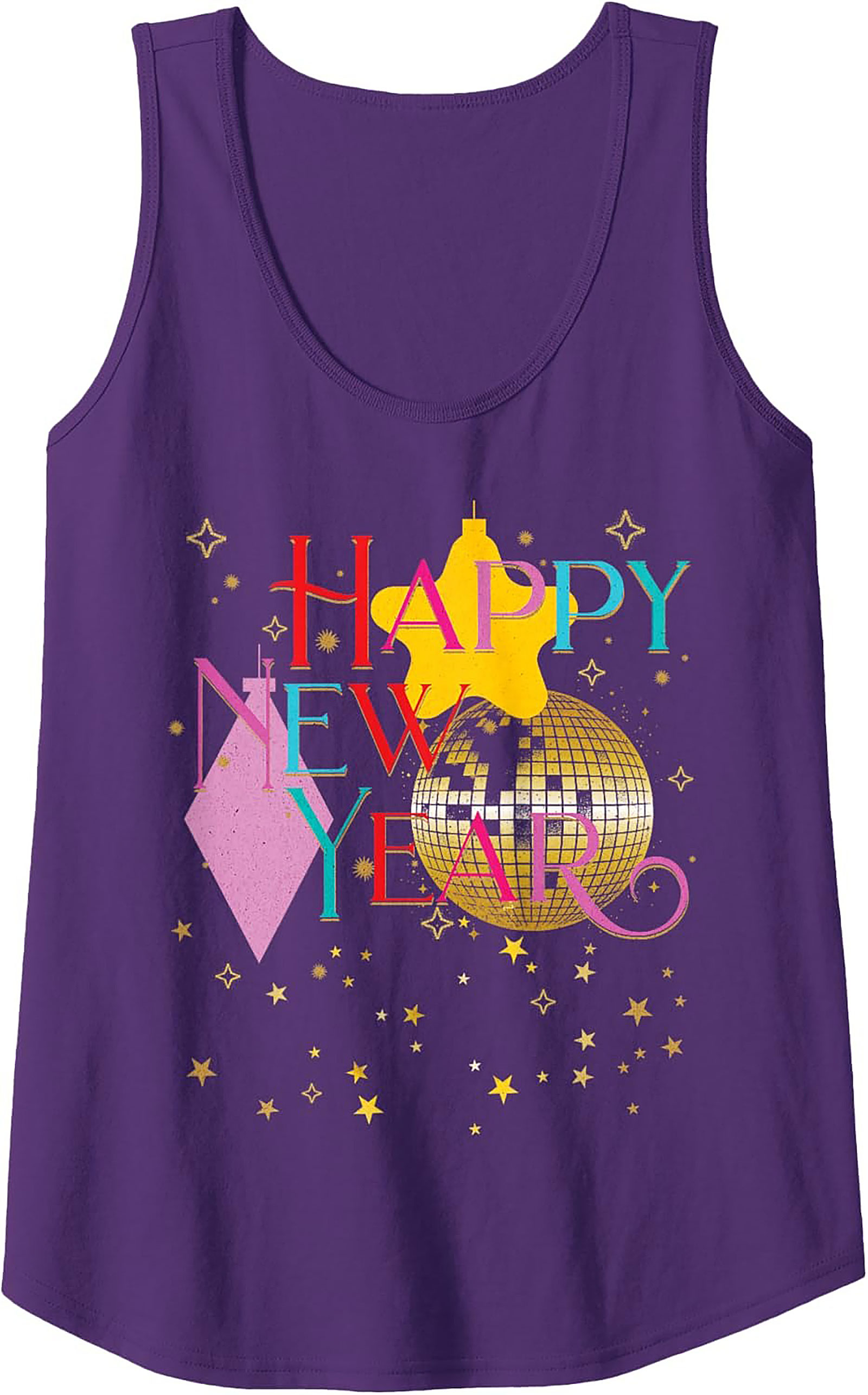 Retro Happy New Year Tank Top NYE Party Graphic Tank