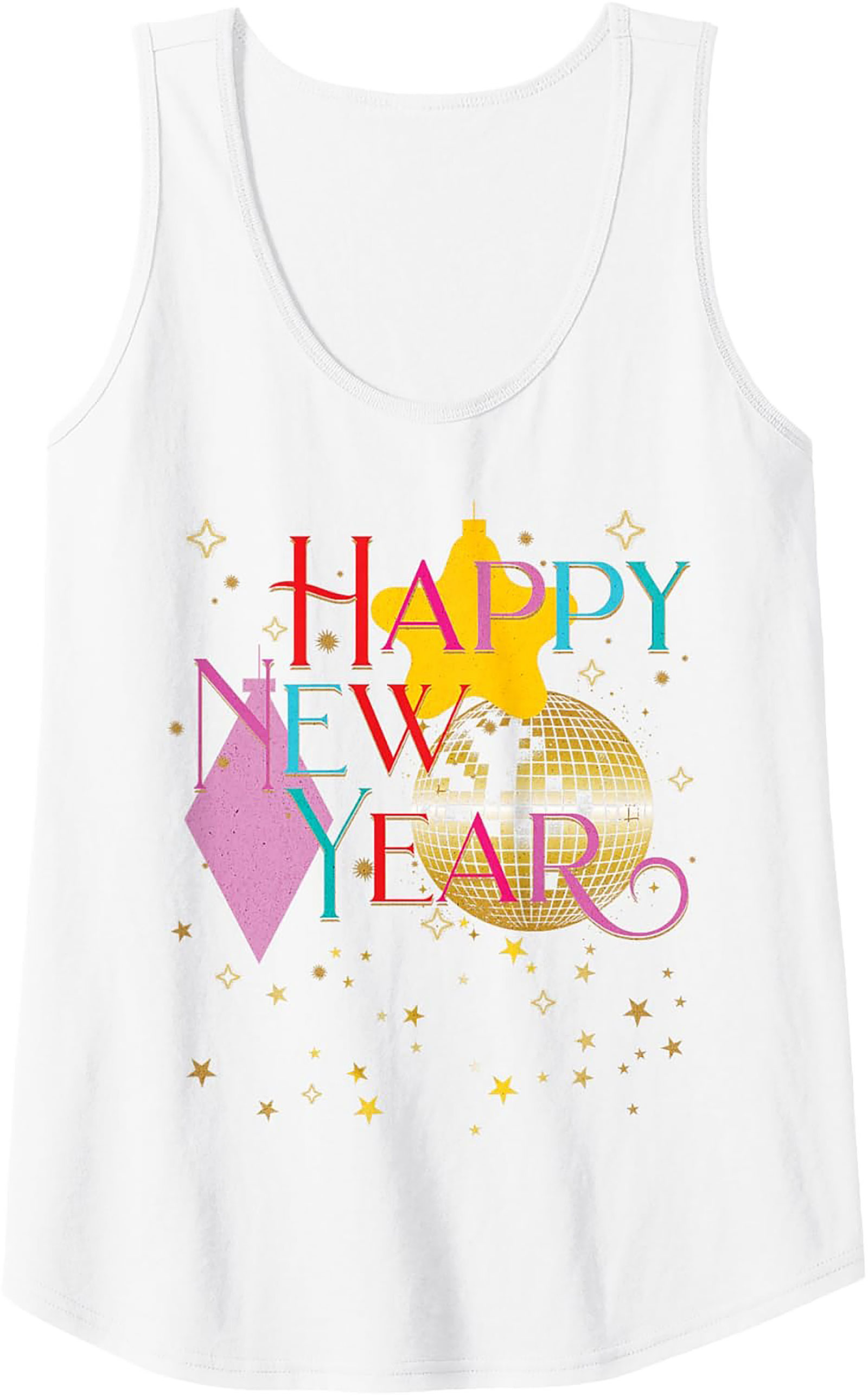 Retro Happy New Year Tank Top NYE Party Graphic Tank