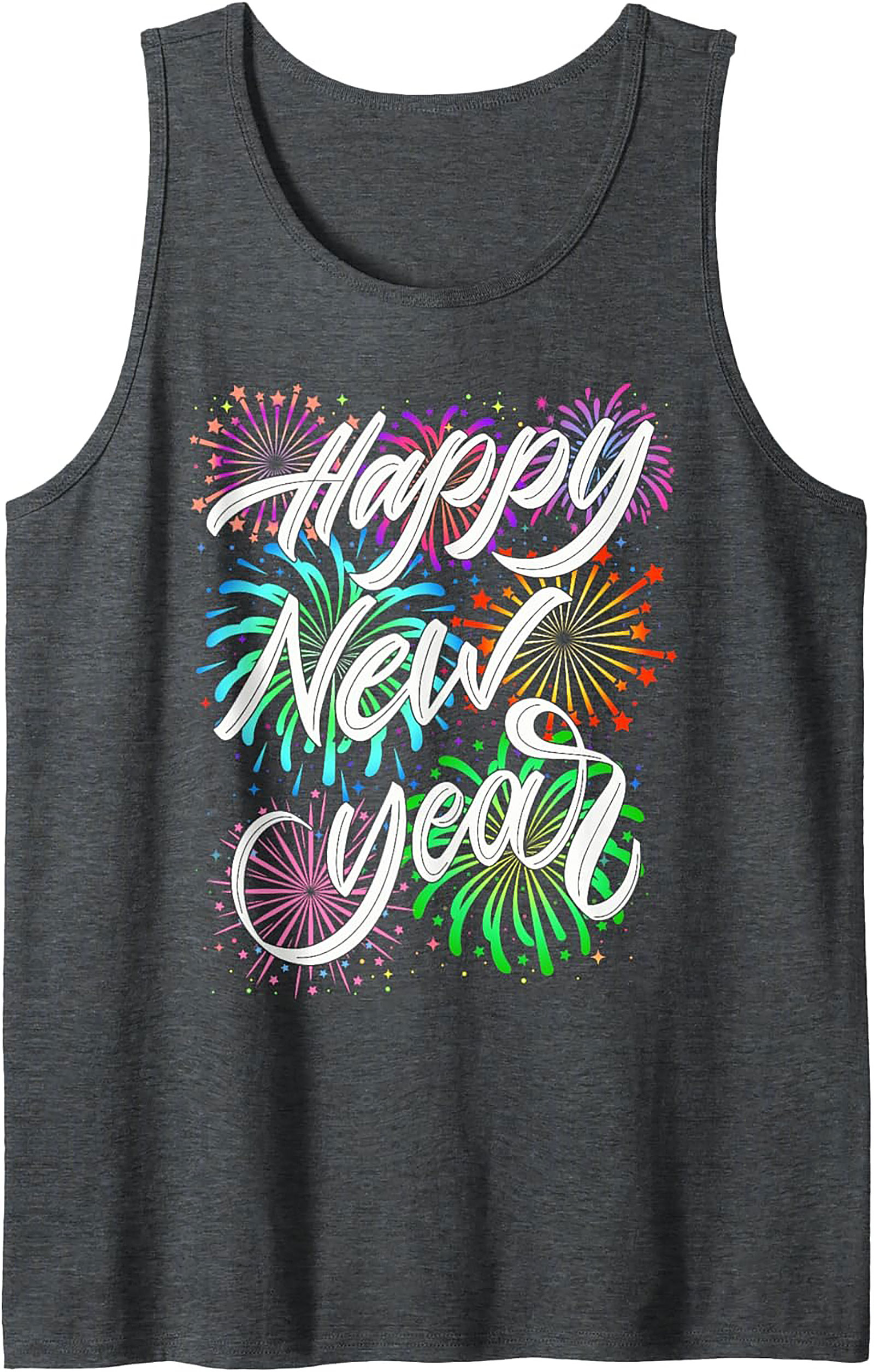 Happy New Year Graphic Tank Festive Sleeveless Shirt