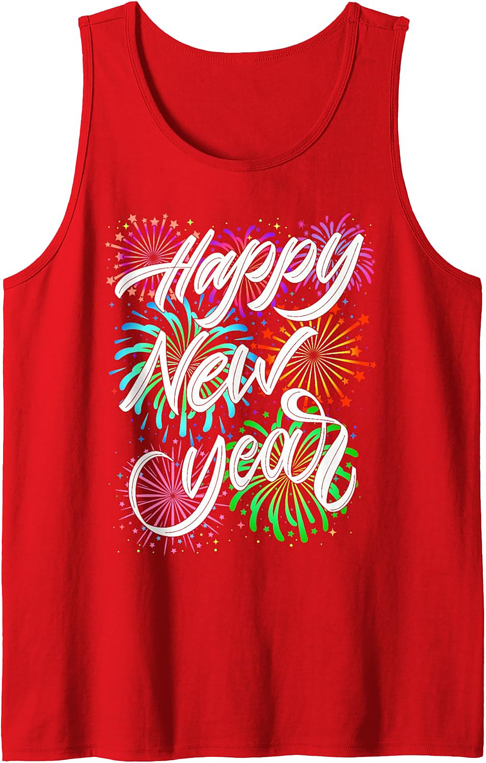 Happy New Year Graphic Tank Festive Sleeveless Shirt