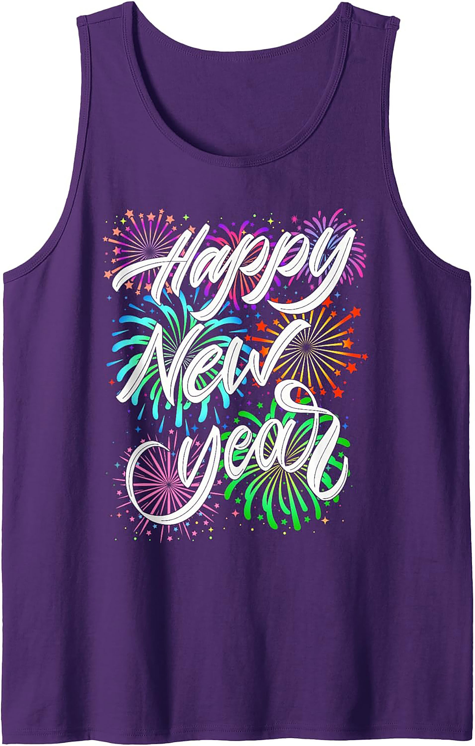 Happy New Year Graphic Tank Festive Sleeveless Shirt