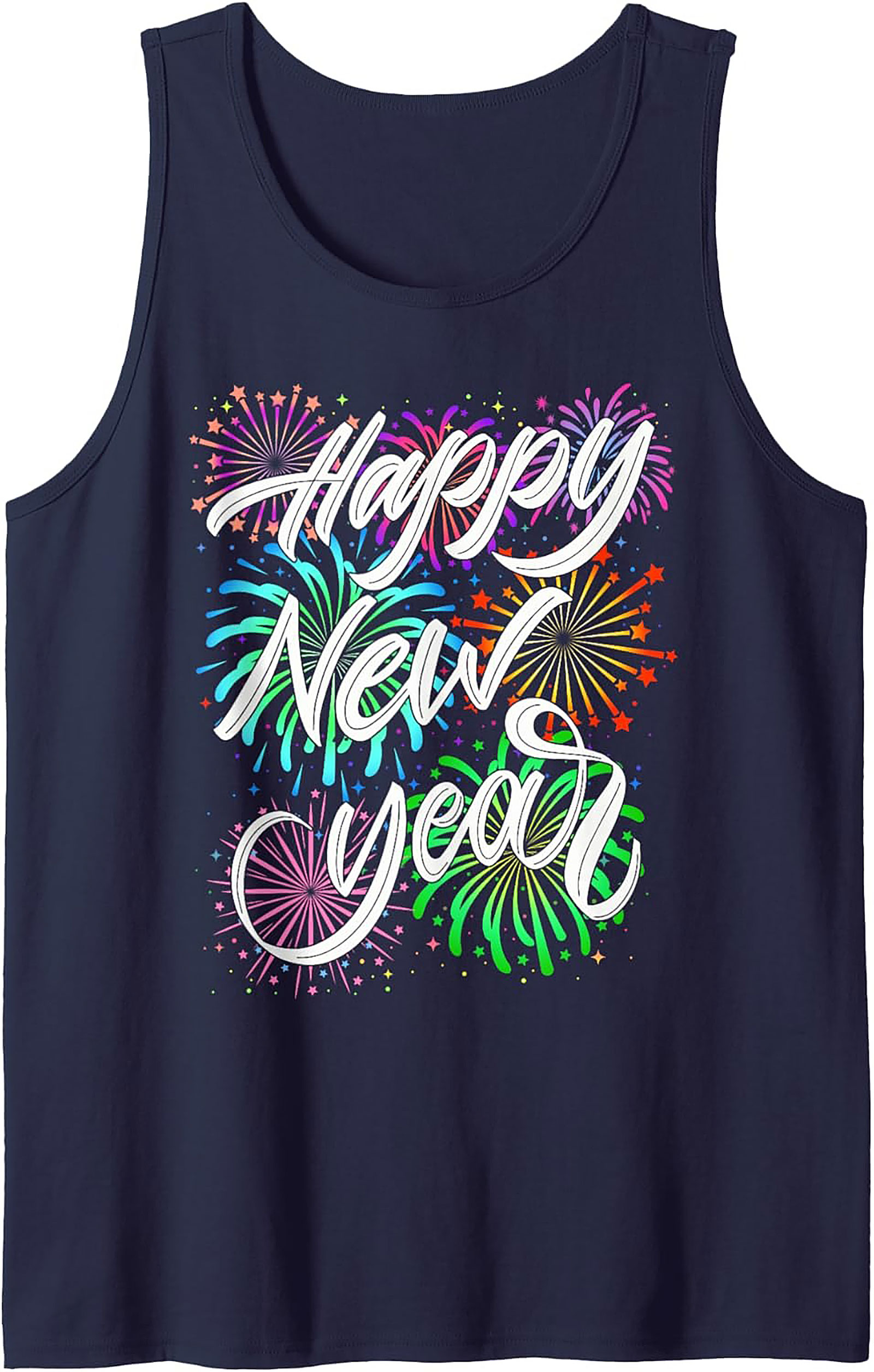 Happy New Year Graphic Tank Festive Sleeveless Shirt